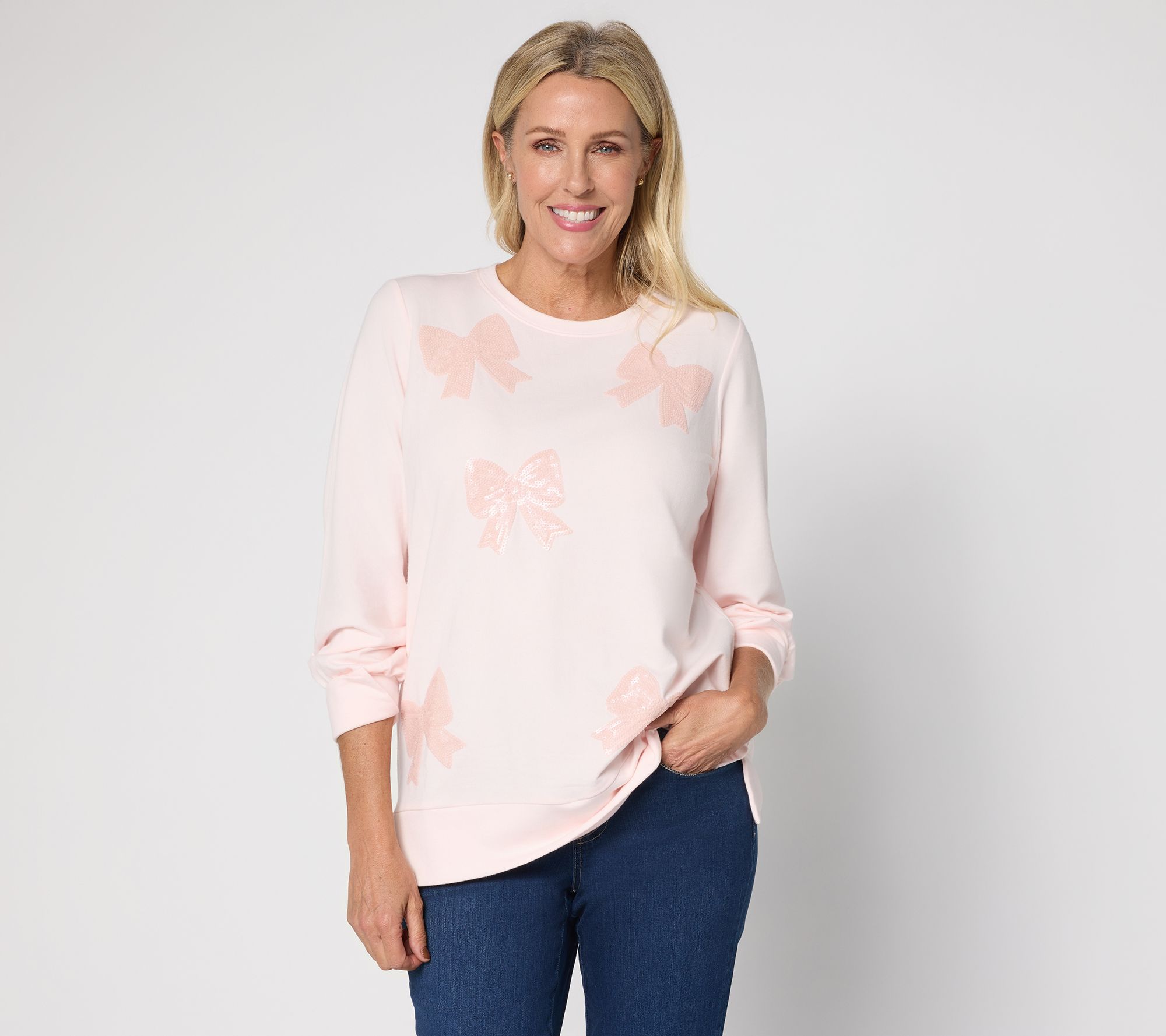 Jingle Belles by Kim Gravel Sequin Bow Knit Top