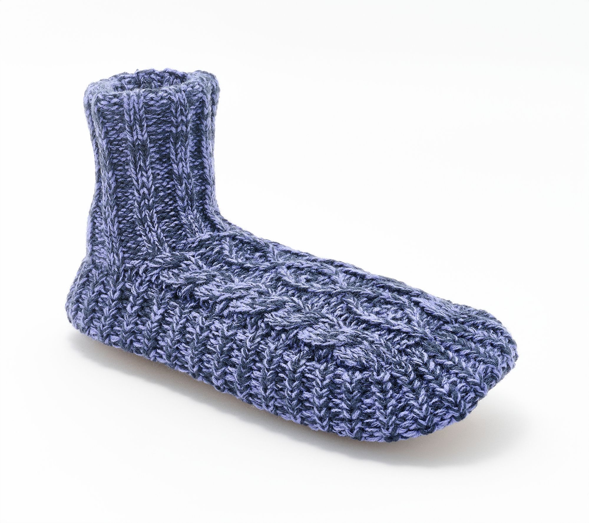 MUK LUKS Men's Cable Knit Fold Over Cuff Slipper Sock