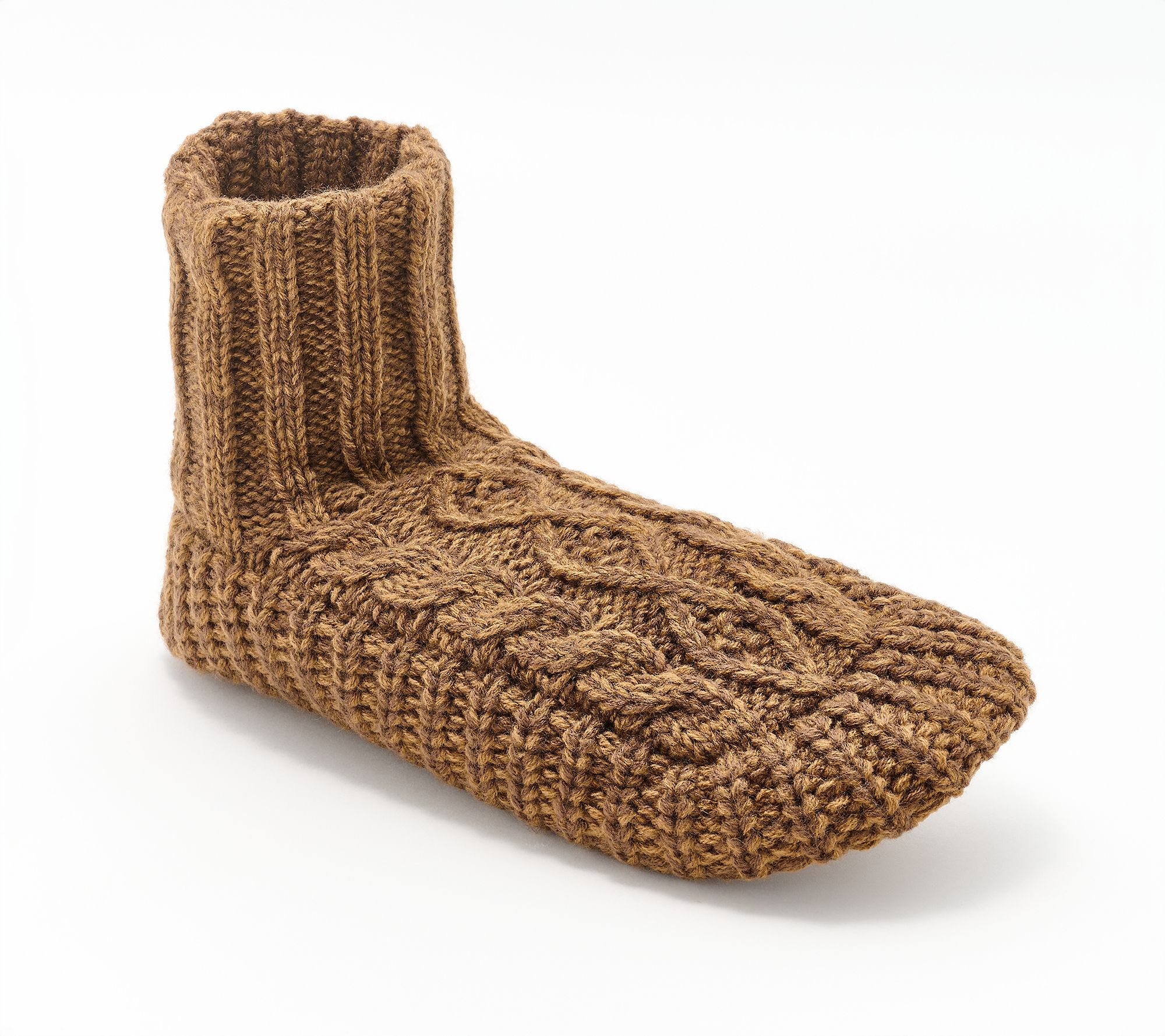 MUK LUKS Men's Cable Knit Fold Over Cuff Slipper Sock