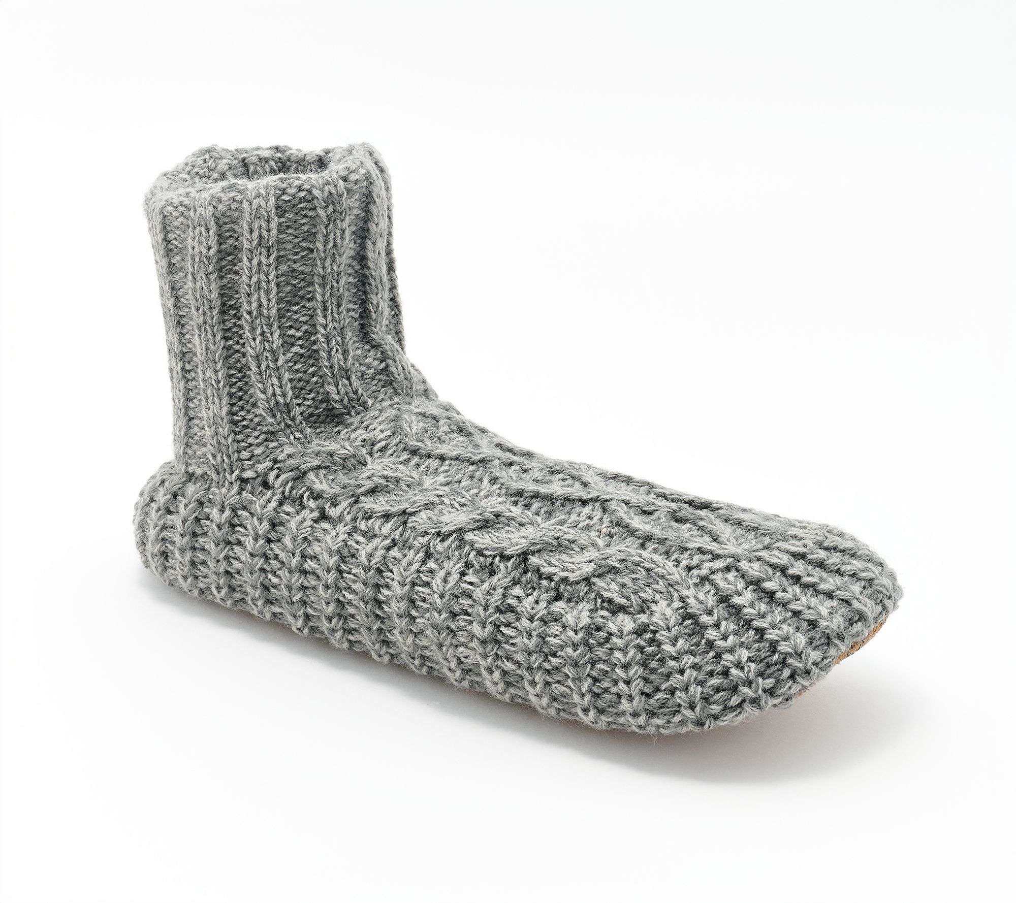 MUK LUKS Men's Cable Knit Fold Over Cuff Slipper Sock