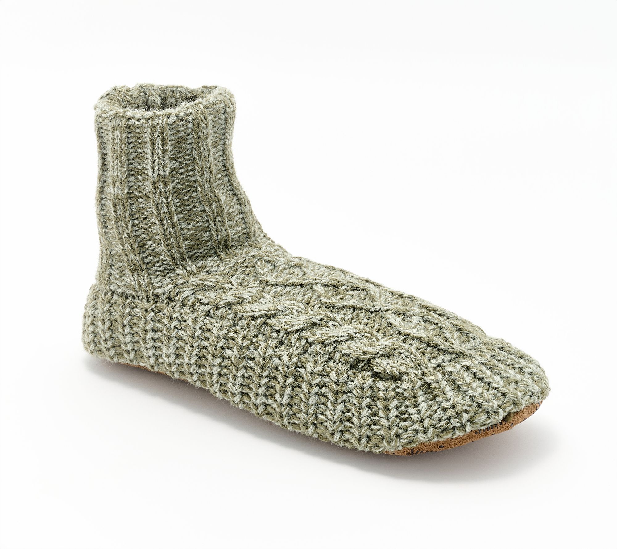 MUK LUKS Men's Cable Knit Fold Over Cuff Slipper Sock