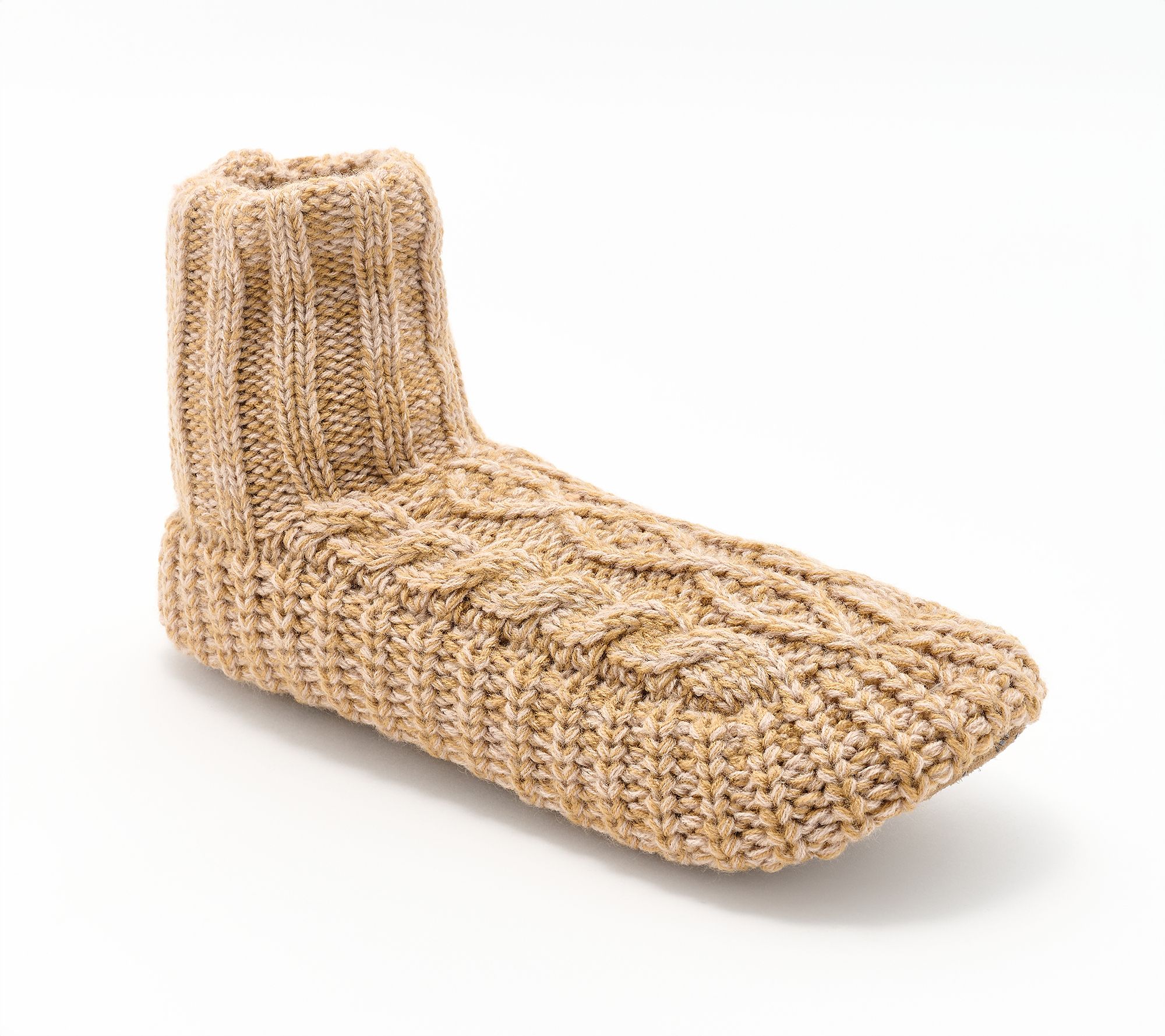 MUK LUKS Men's Cable Knit Fold Over Cuff Slipper Sock