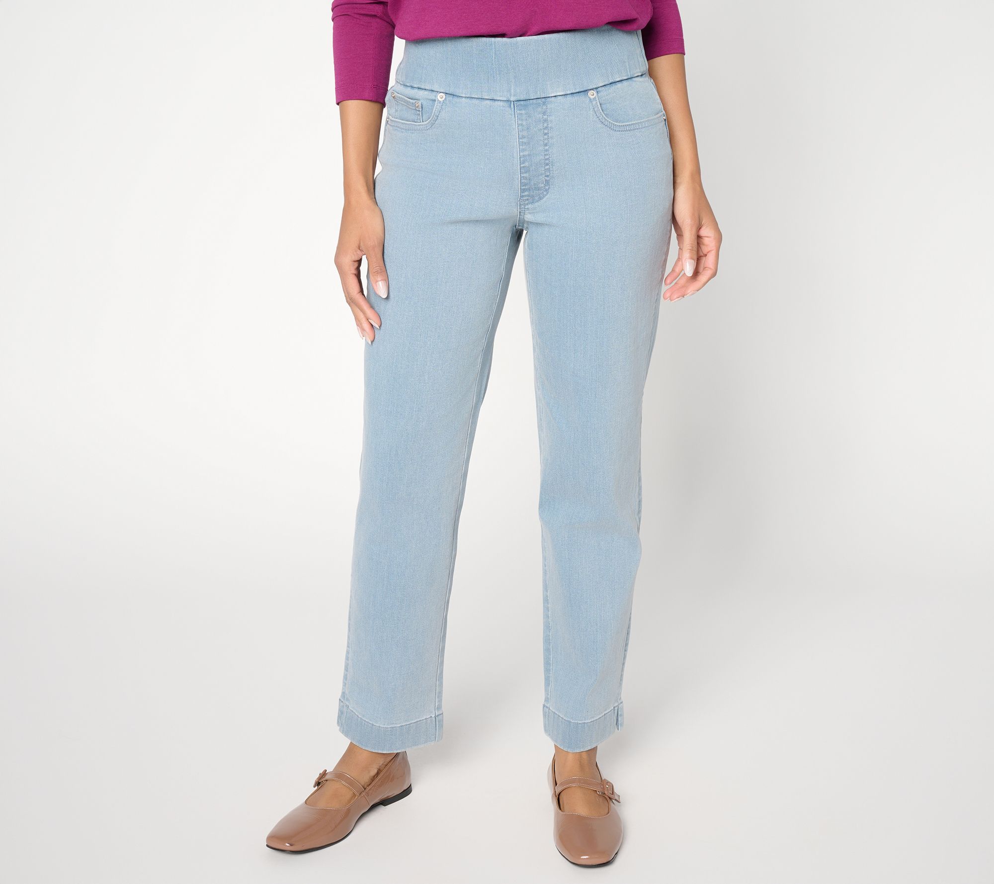  Denim & Co. Regular Indigo "How Smooth" Straight Leg Cozy Touch Jean