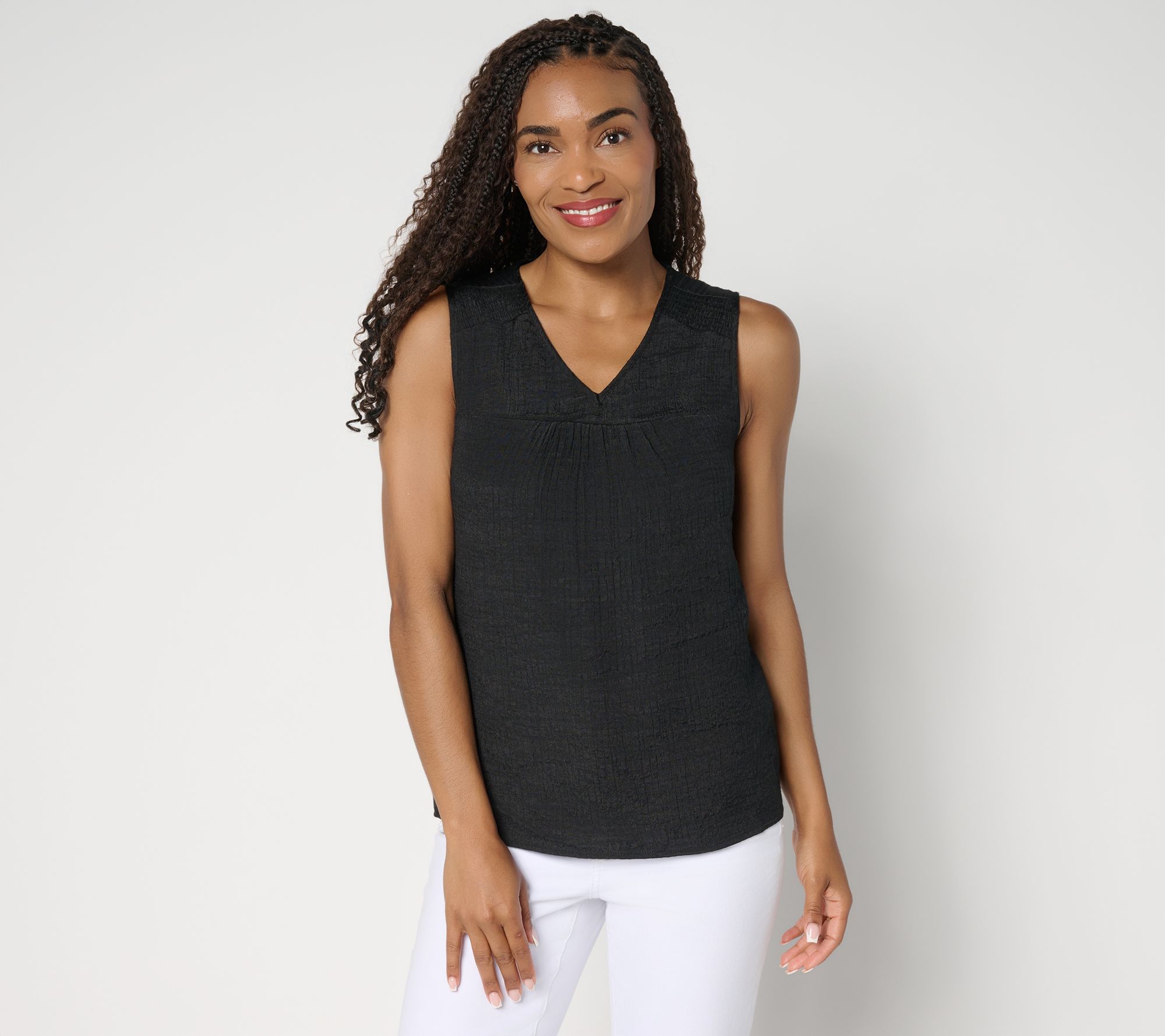 "As Is" nicole by Nicole Miller Sally Pucker Lined V-Neck Tank Top
