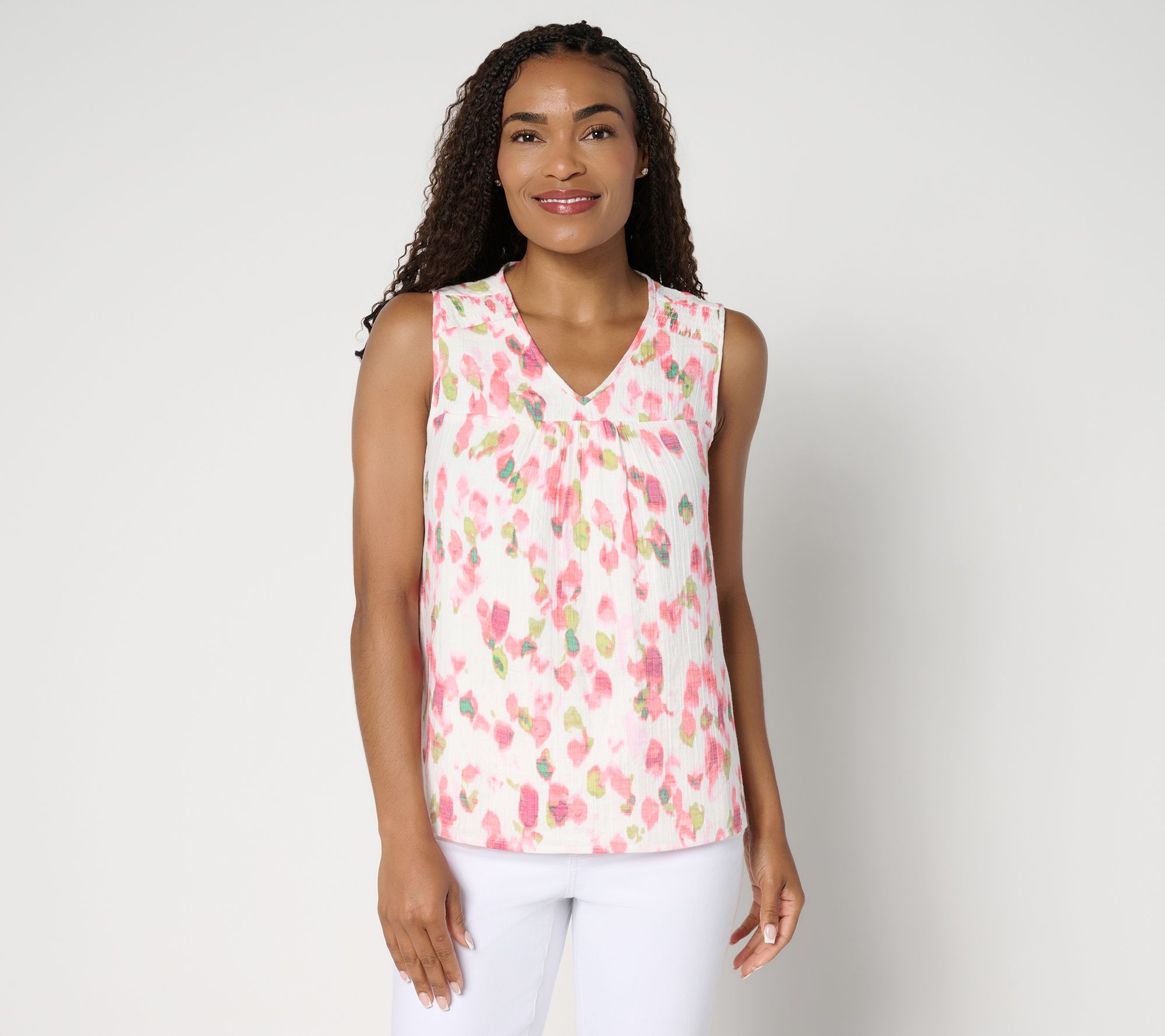 "As Is" nicole by Nicole Miller Sally Pucker Lined V-Neck Tank Top