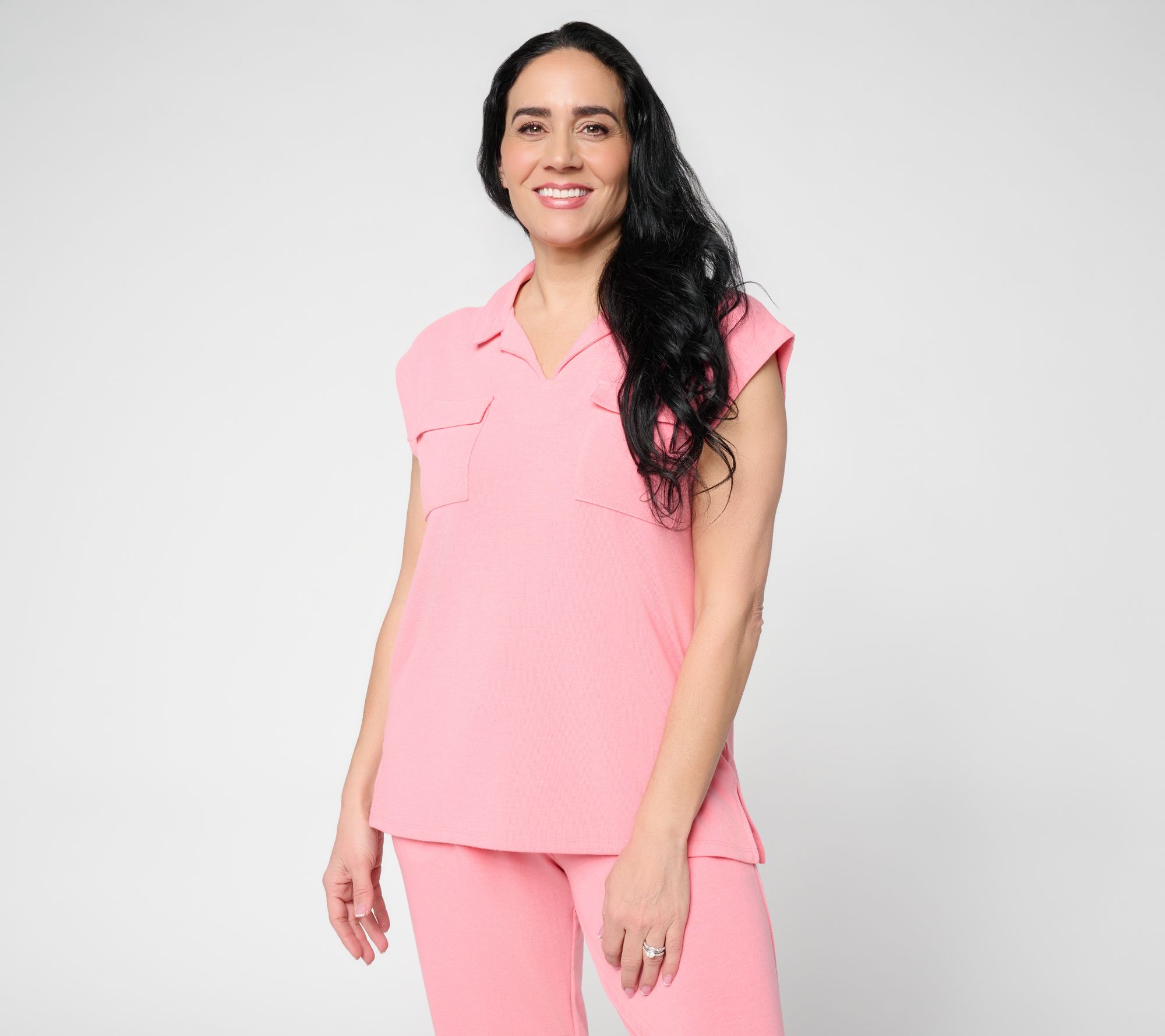 Cuddl Duds Modern Jersey Knit Collared Tee