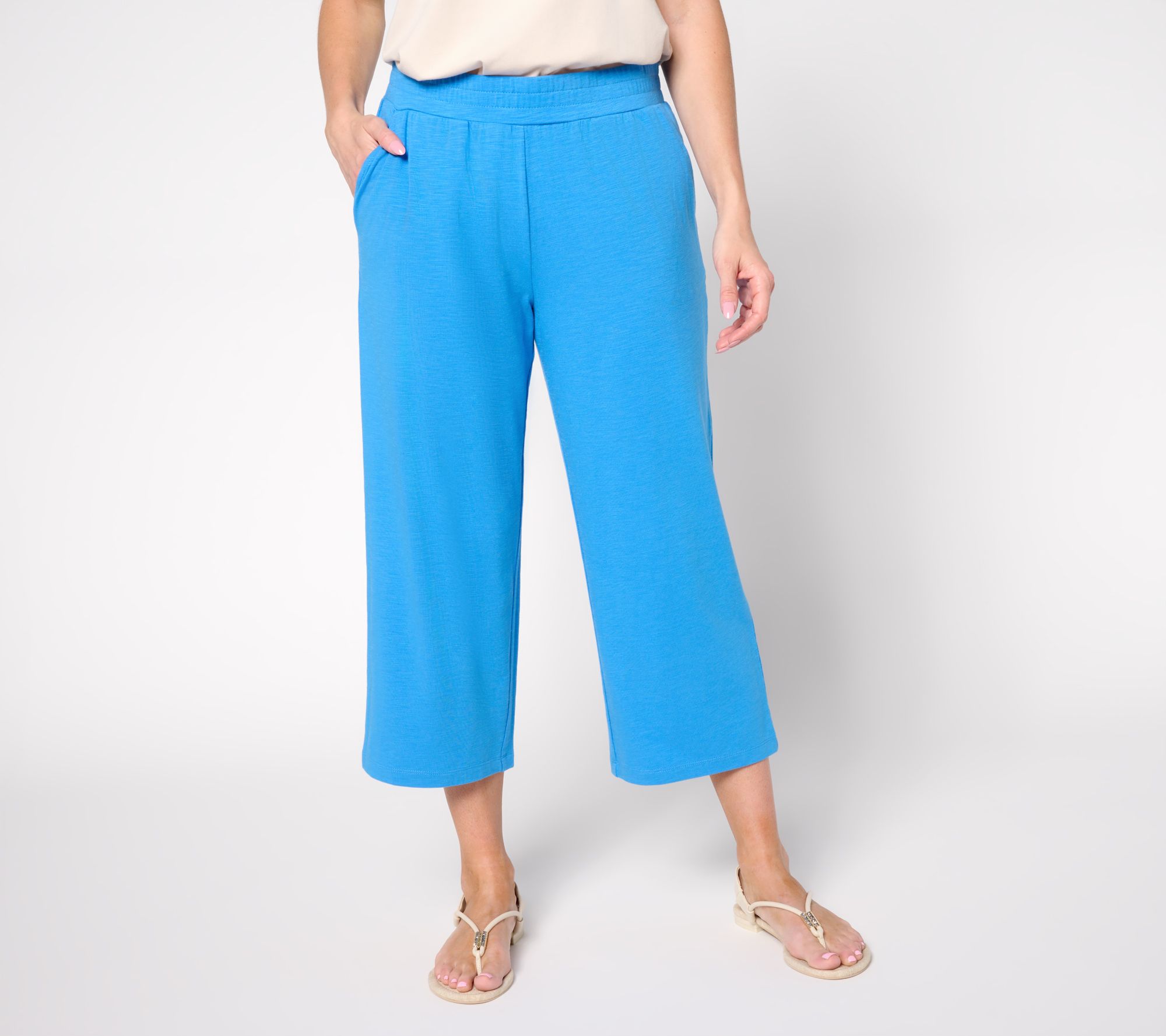"As Is" Belle by Kim Gravel Petite Cape Cod Slub Knit Cropped Pant
