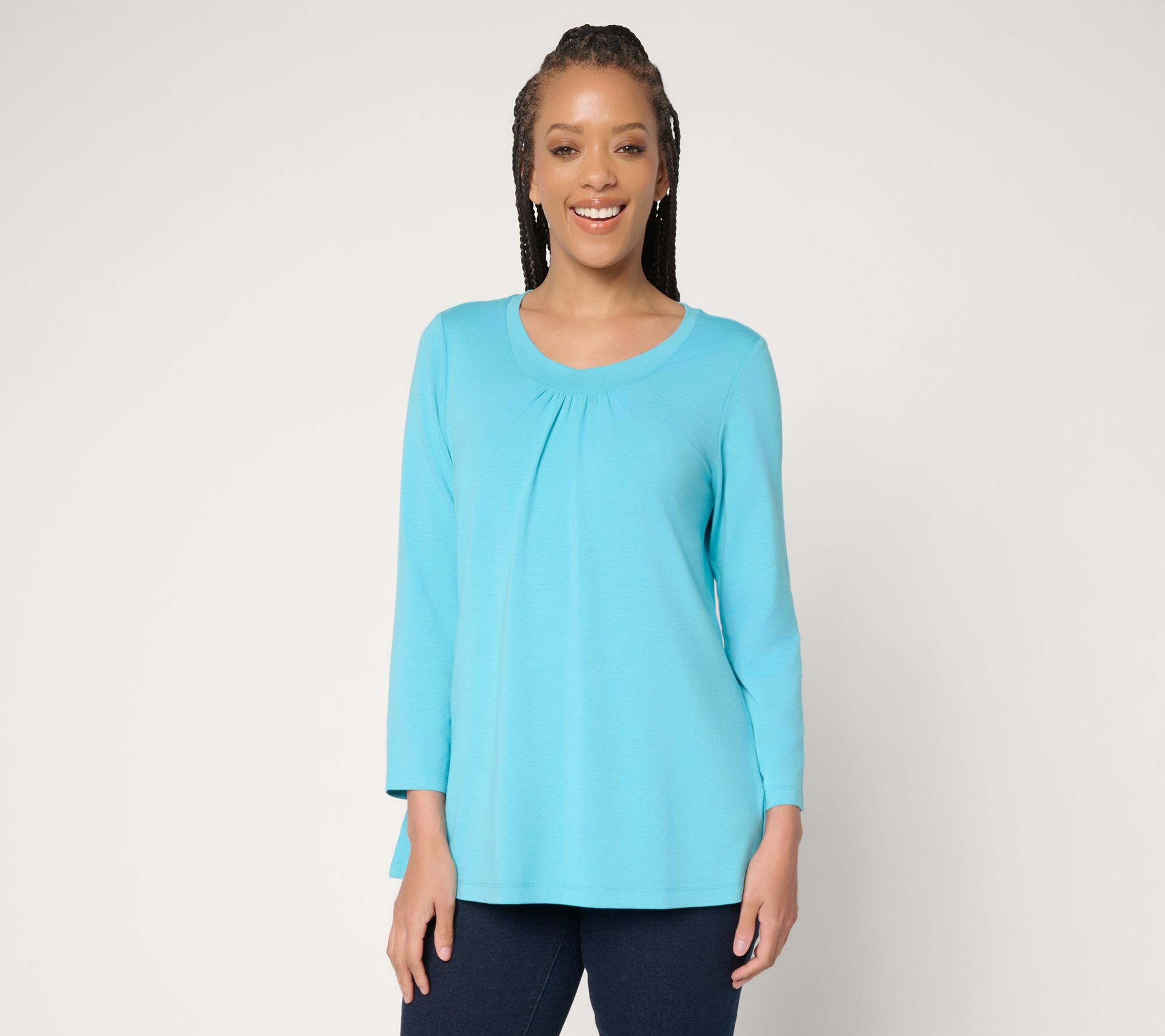  Denim & Co. Essentials So Soft Jersey Bracelet Sleeve Swing Top