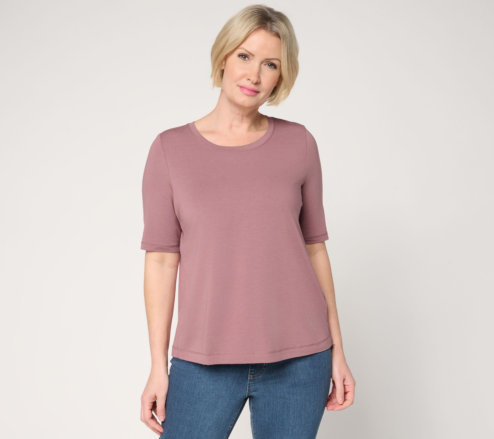  AnyBody Cozy Knit Jersey and Waffle Mixed Tee