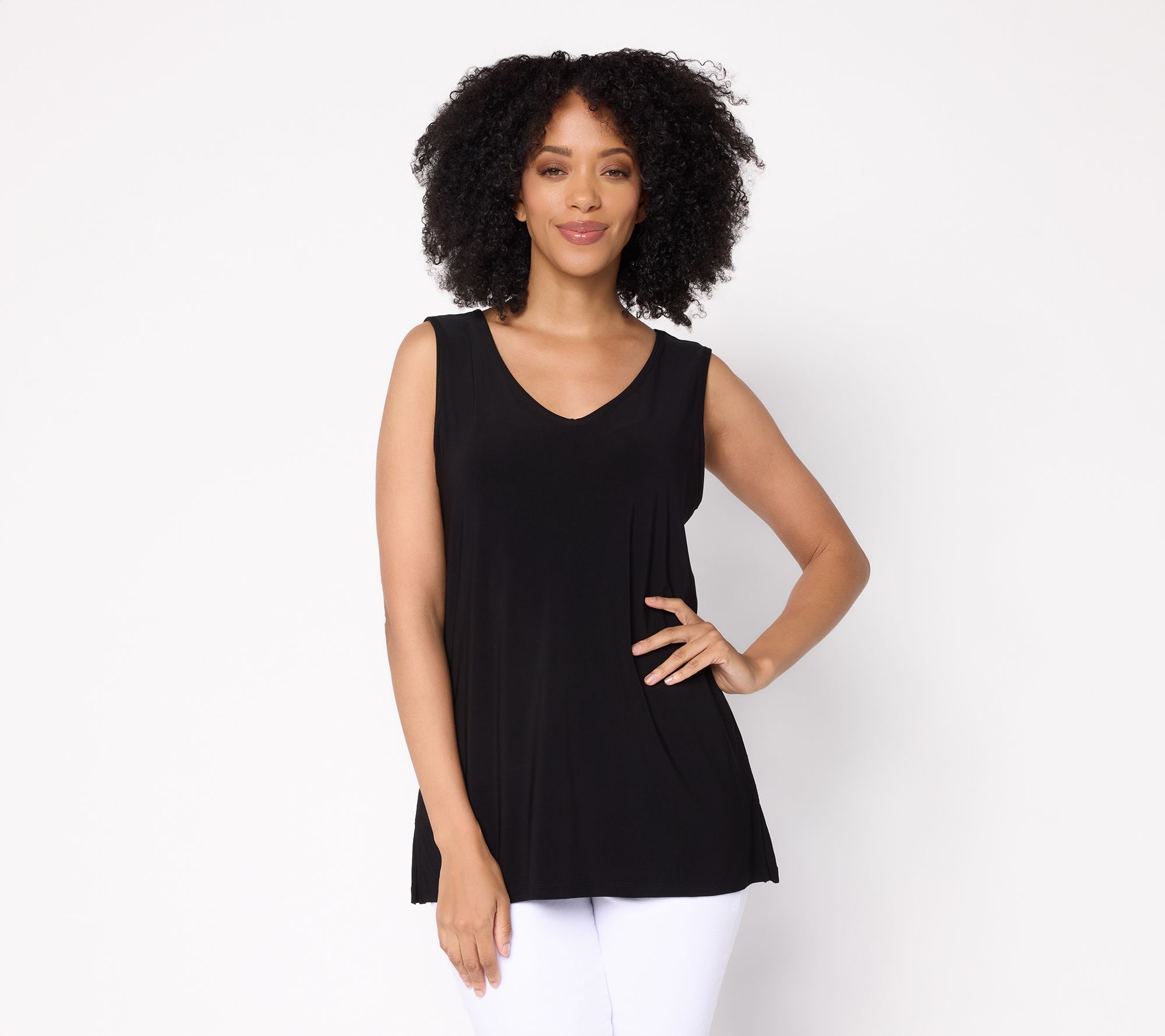 Dennis Basso Basics Italia Knit V-Neck Tank Top