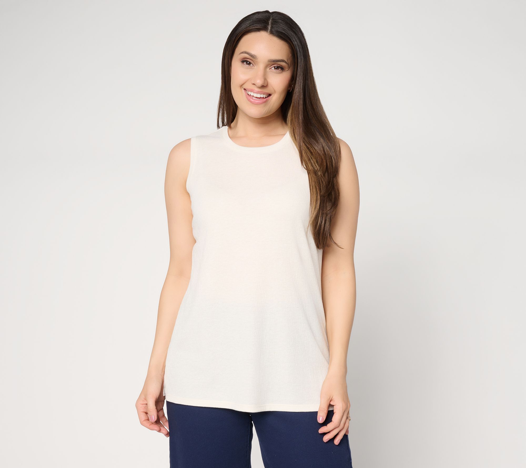 Denim & Co. Essentials Textured Knit Round Neck Tank Top
