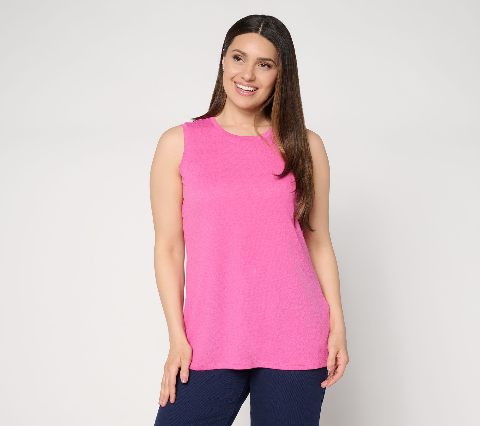 Denim & Co. Essentials Textured Knit Round Neck Tank Top