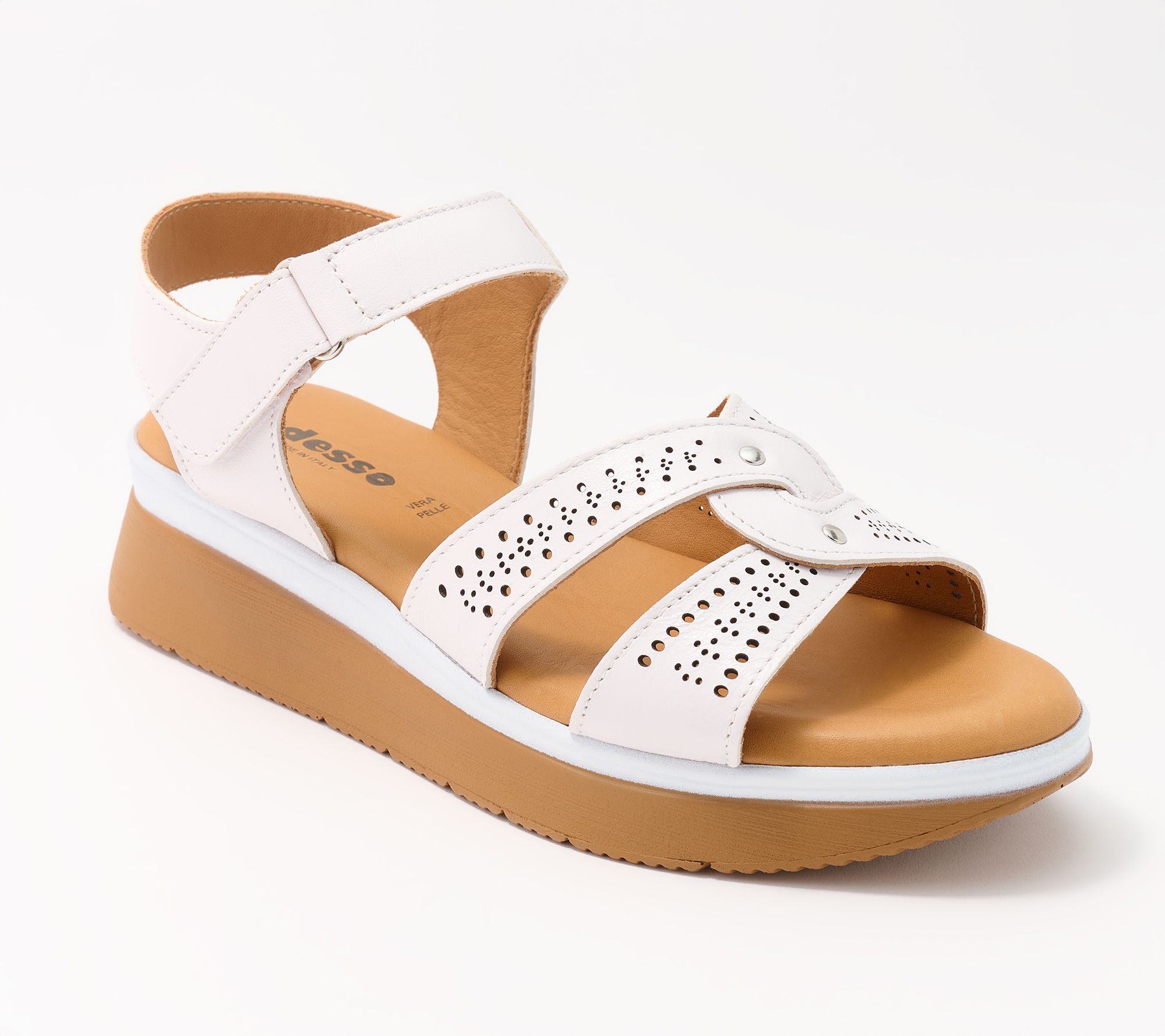 Adesso Leather Adjustable Wedge Sandals - Sky