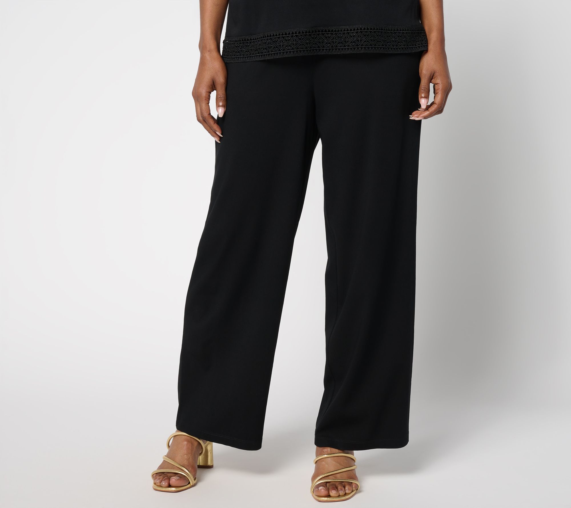 "As Is" Denim & Co. Reg Wide Leg Pull On Ankle Pant
