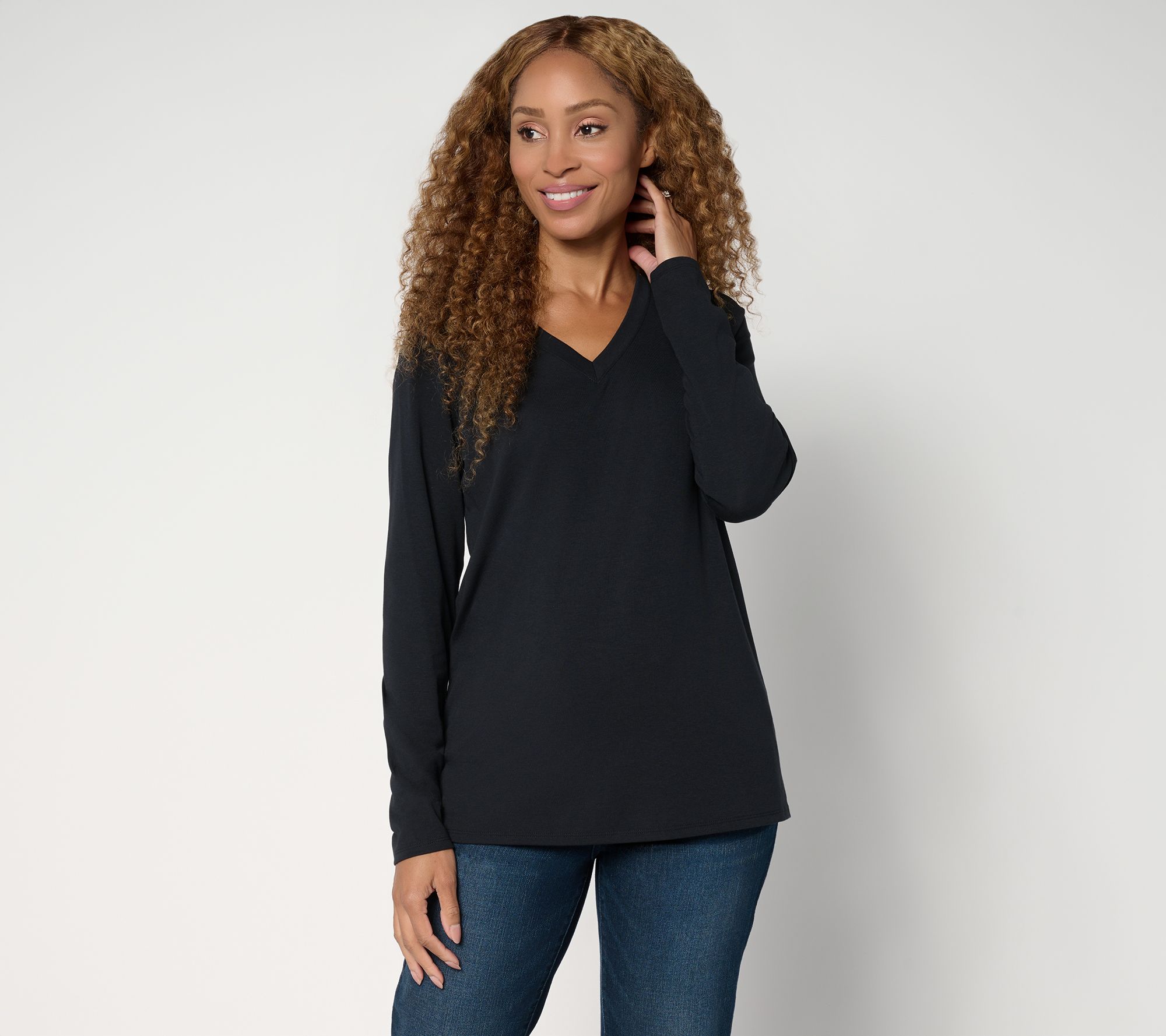 "As Is" Belle by Kim Gravel TripleLuxe Long Sleeve V-Neck Top