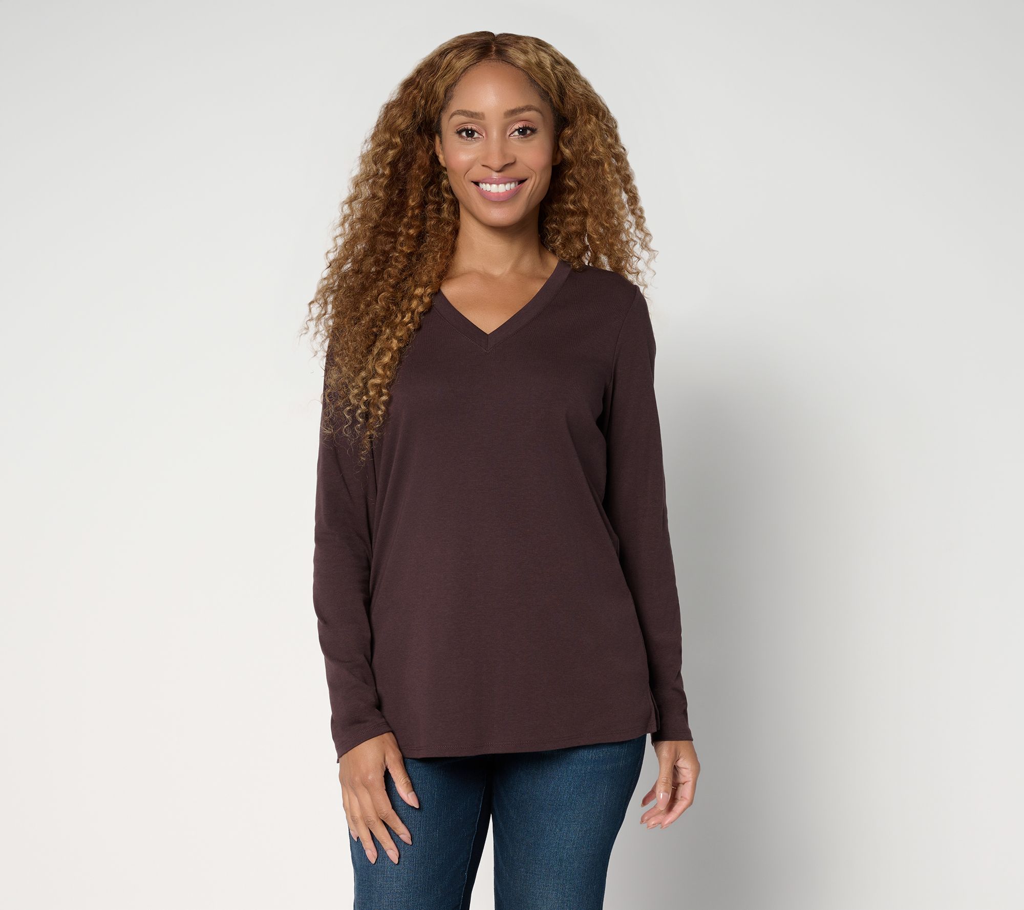 "As Is" Belle by Kim Gravel TripleLuxe Long Sleeve V-Neck Top