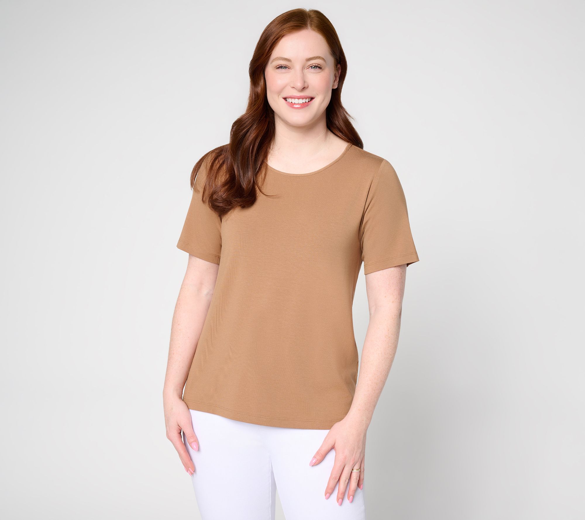 Susan Graver Essentials Rayon Allure Knit Short Sleeve Top