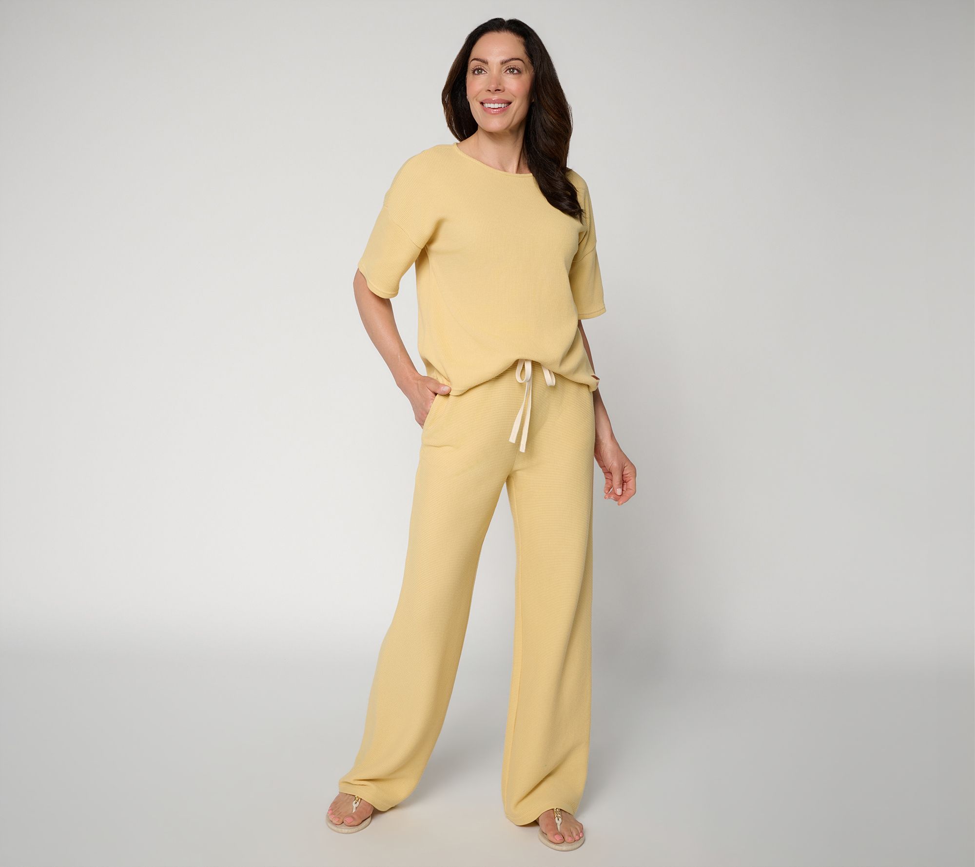Peace Love World Petite Honeycomb Knit Top and Pant Set