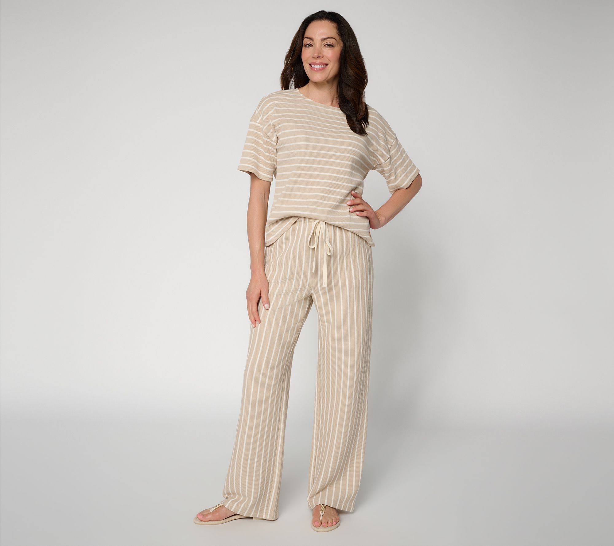 Peace Love World Petite Honeycomb Knit Top and Pant Set