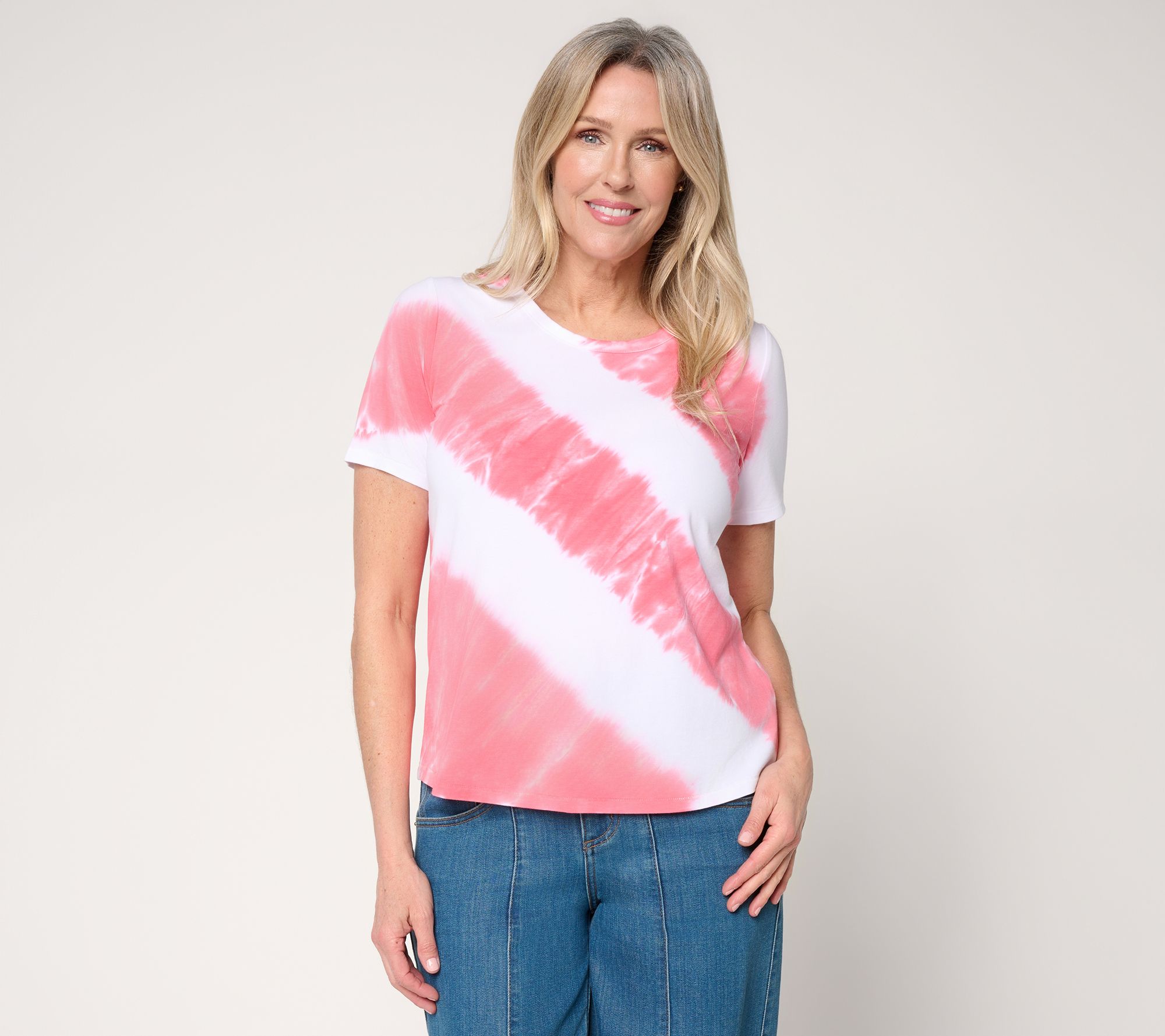 Anybody Cozy Knit Jersey Tie Dye Short Sleeve Top