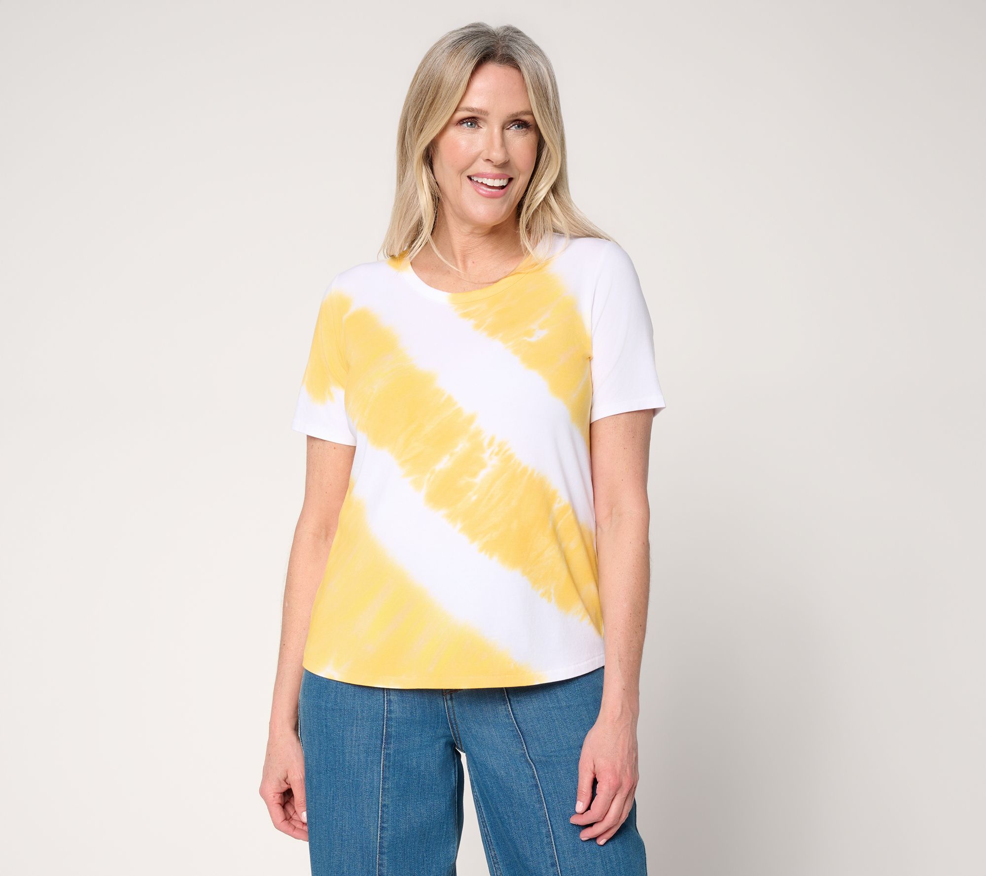 Anybody Cozy Knit Jersey Tie Dye Short Sleeve Top