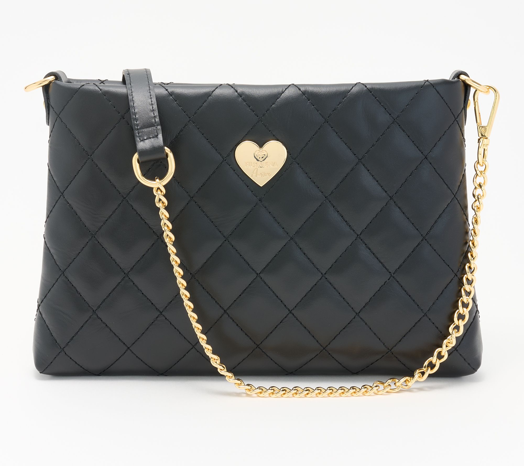 Filomena Amore Lady Positano Quilted Leather Crossbody Clutch