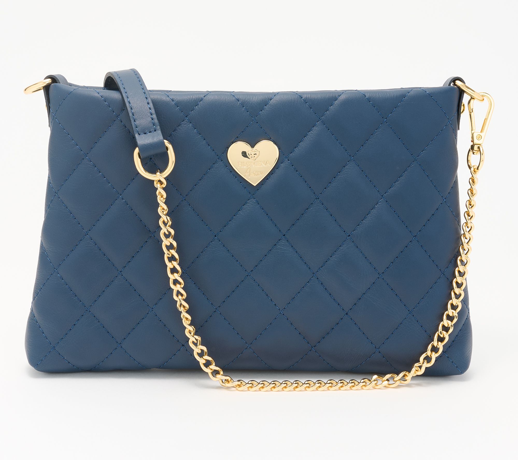 Filomena Amore Lady Positano Quilted Leather Crossbody Clutch