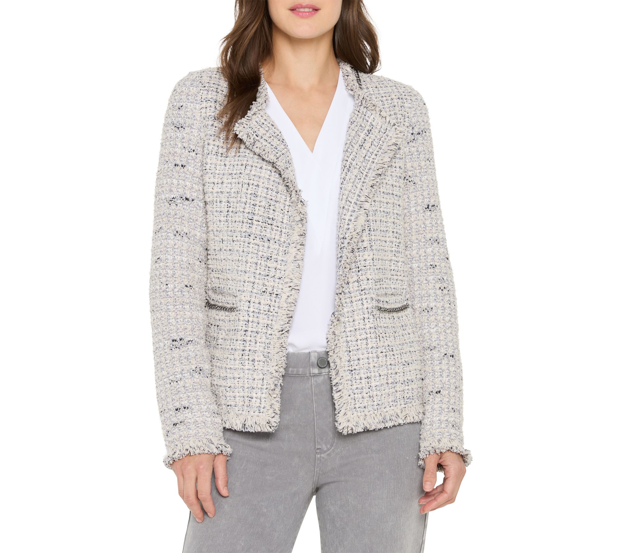 NIC+ZOE Chain Trim Fringe Mix Jacket