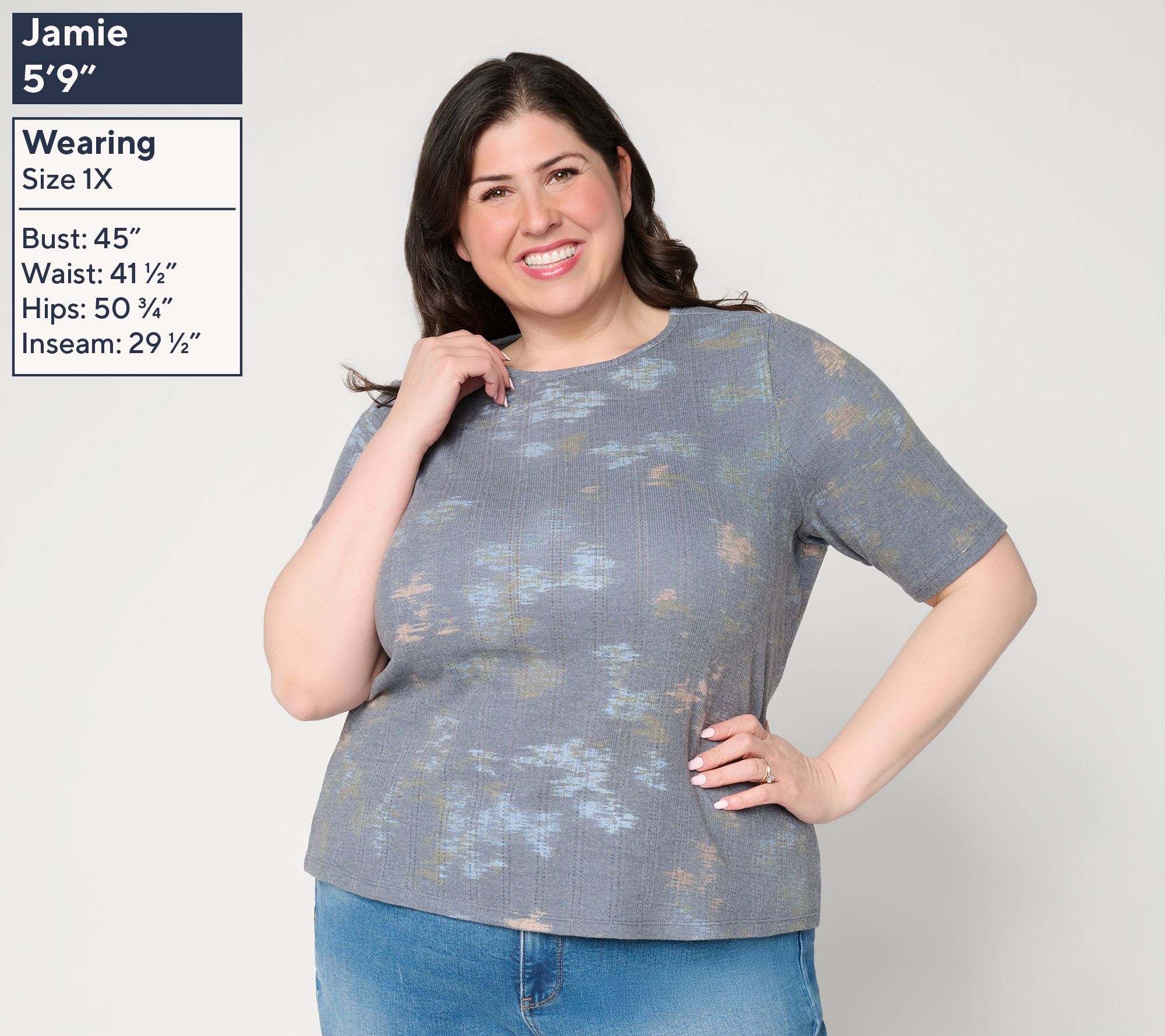 Me by Jennie Garth Textured Knit Top with Lace Trim - QVC.com