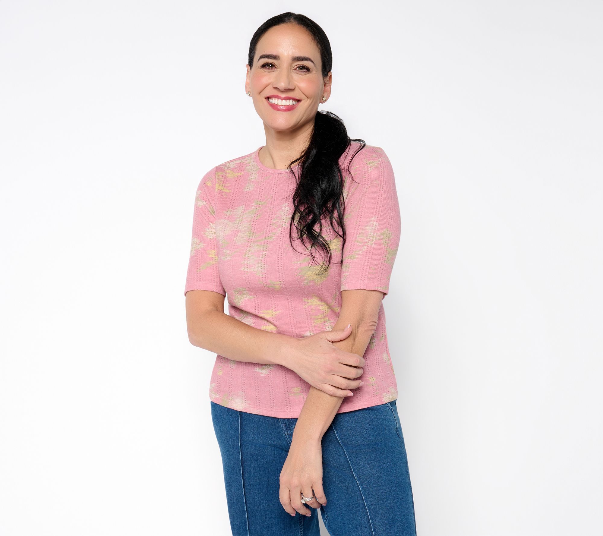 Me by Jennie Garth Printed Textured Knit Top