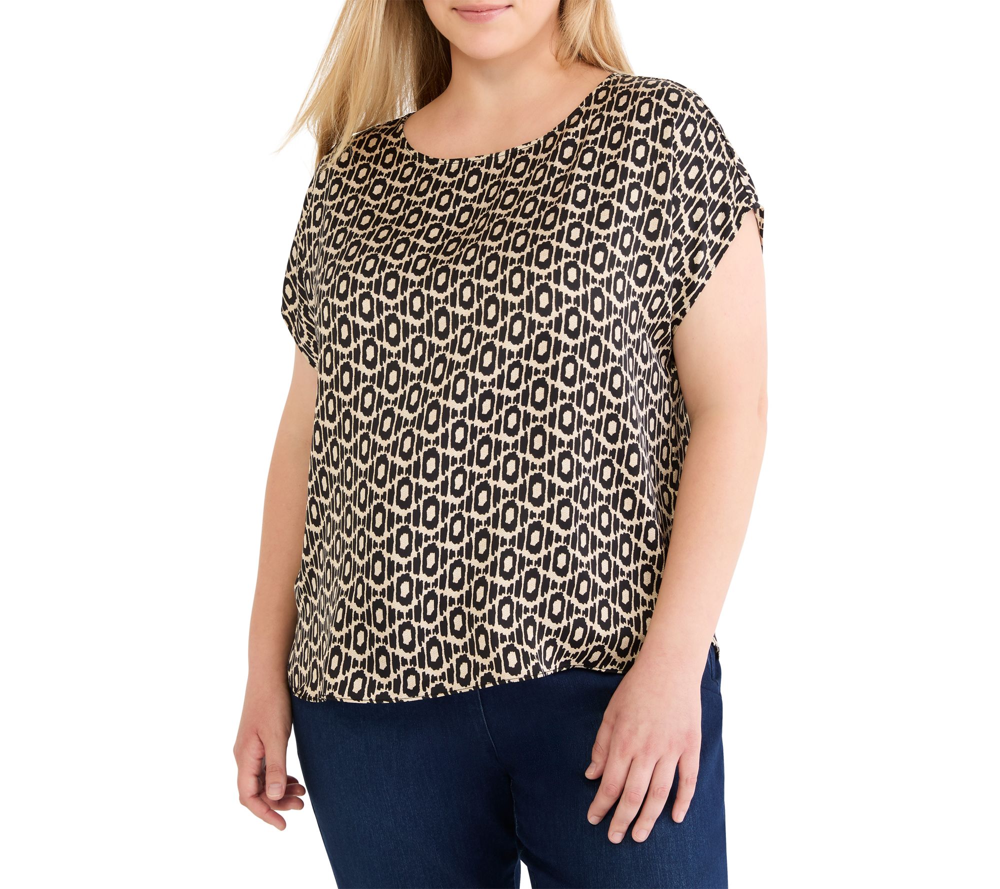 NIC+ZOE Lacy Diamonds Day Gloss Woven Tee