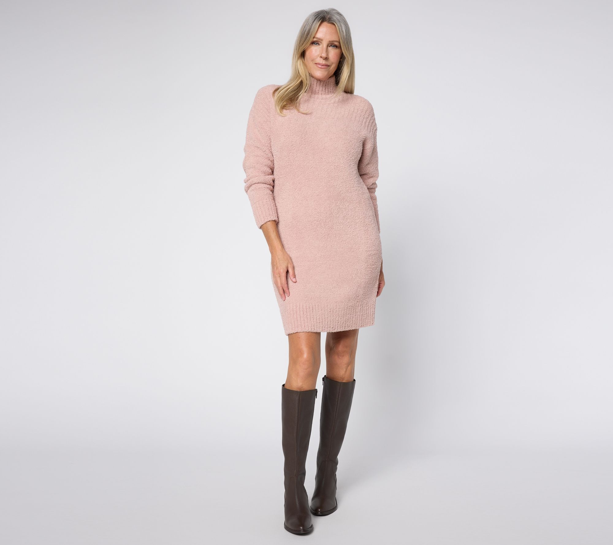  Barefoot Dreams CozyChic Mock Neck Knee Length Dress - A734439