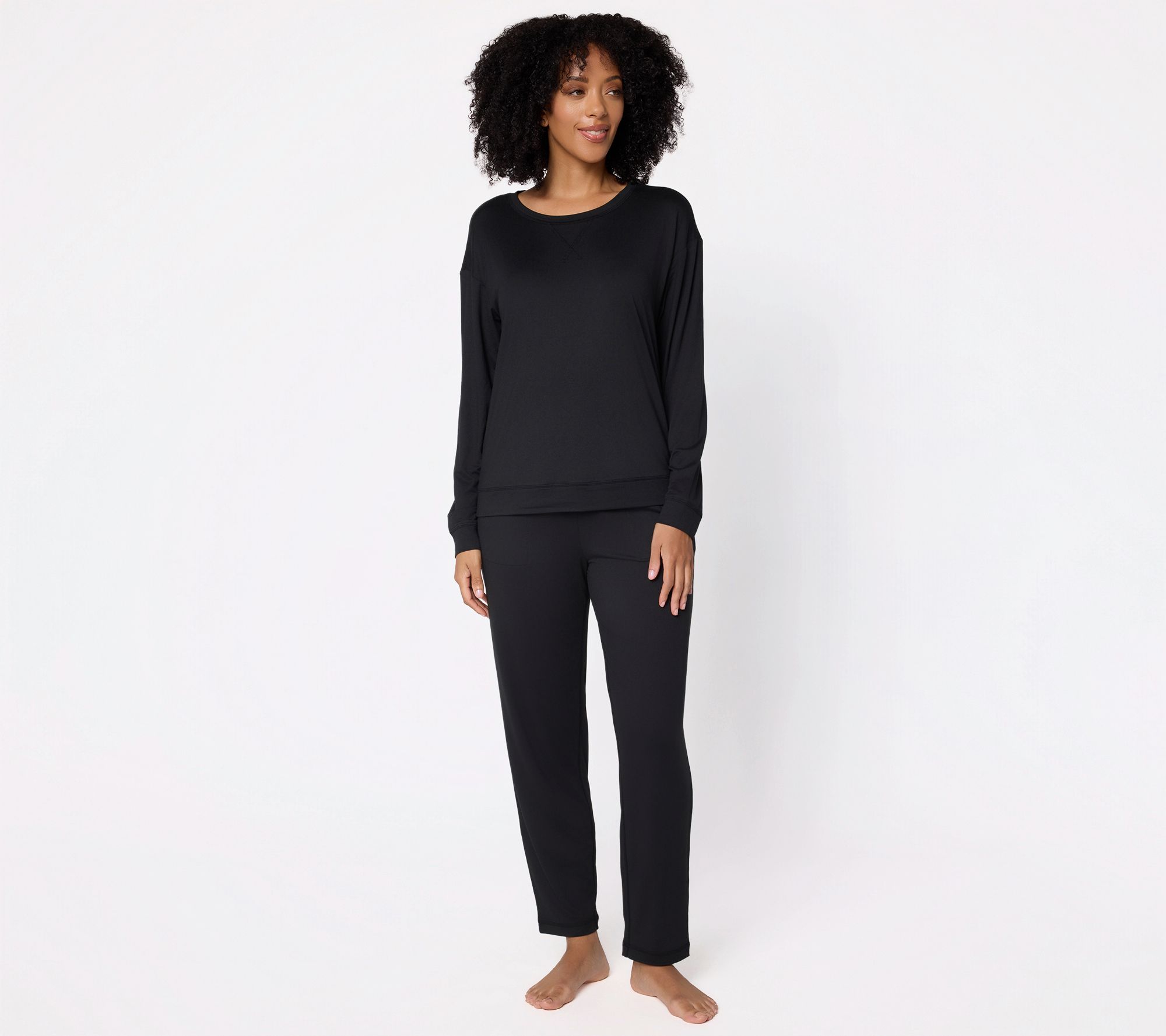 "As Is" AnyBody Petite Lush Jersey Long Sleeve Top and Ankle Pants
