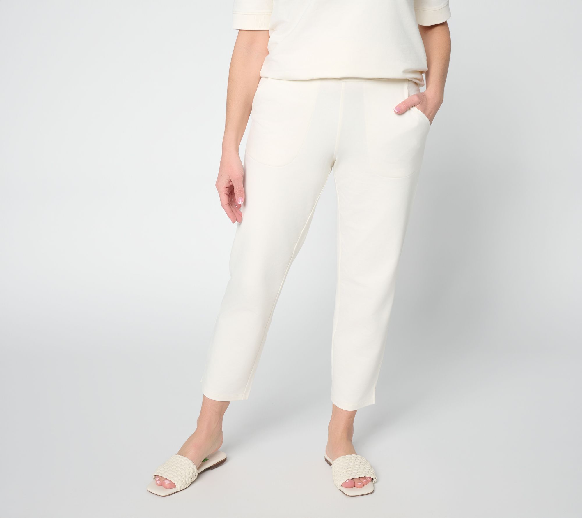 "As Is" Denim & Co. Tall EasyWear French Terry Straight Leg Crop Pants