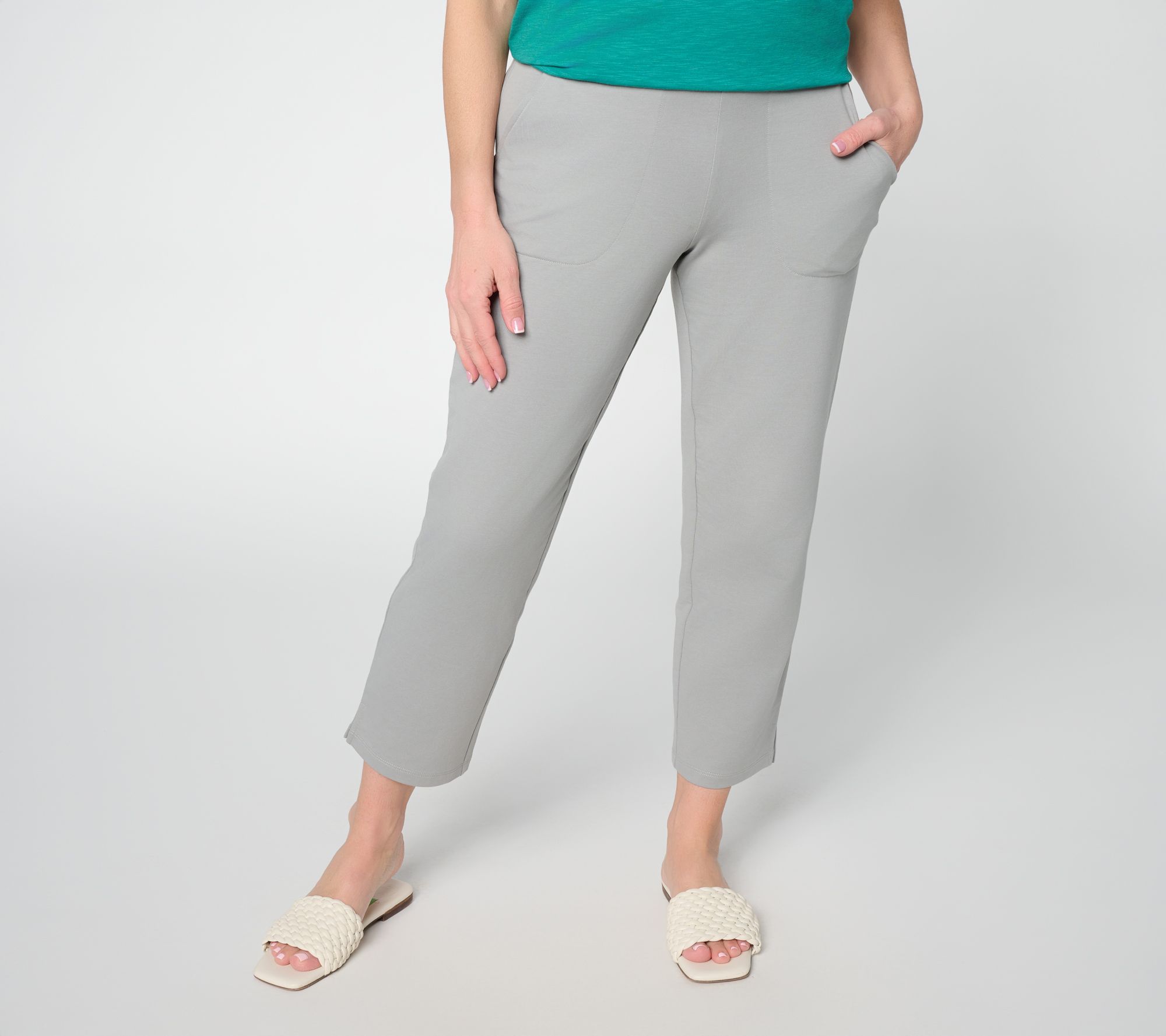 "As Is" Denim & Co. Tall EasyWear French Terry Straight Leg Crop Pants