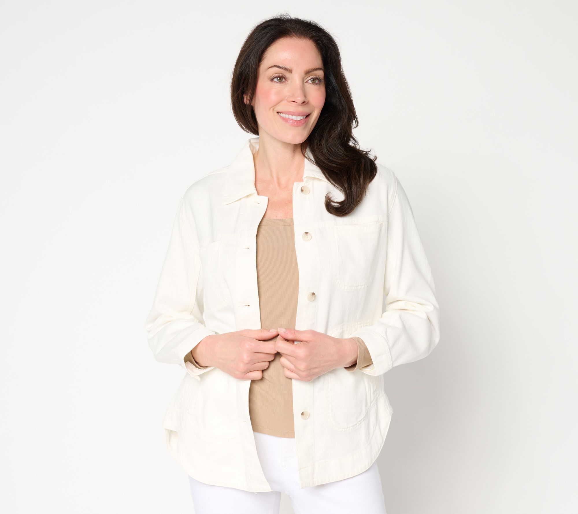 "As Is" Liverpool Los Angeles Weekend Shirt Jacket - Swiss Cream