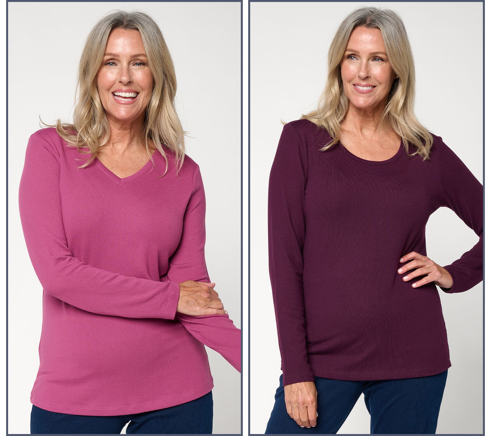 Denim & Co. Essentials Heavenly Jersey 2-Pack Long Sleeve Top