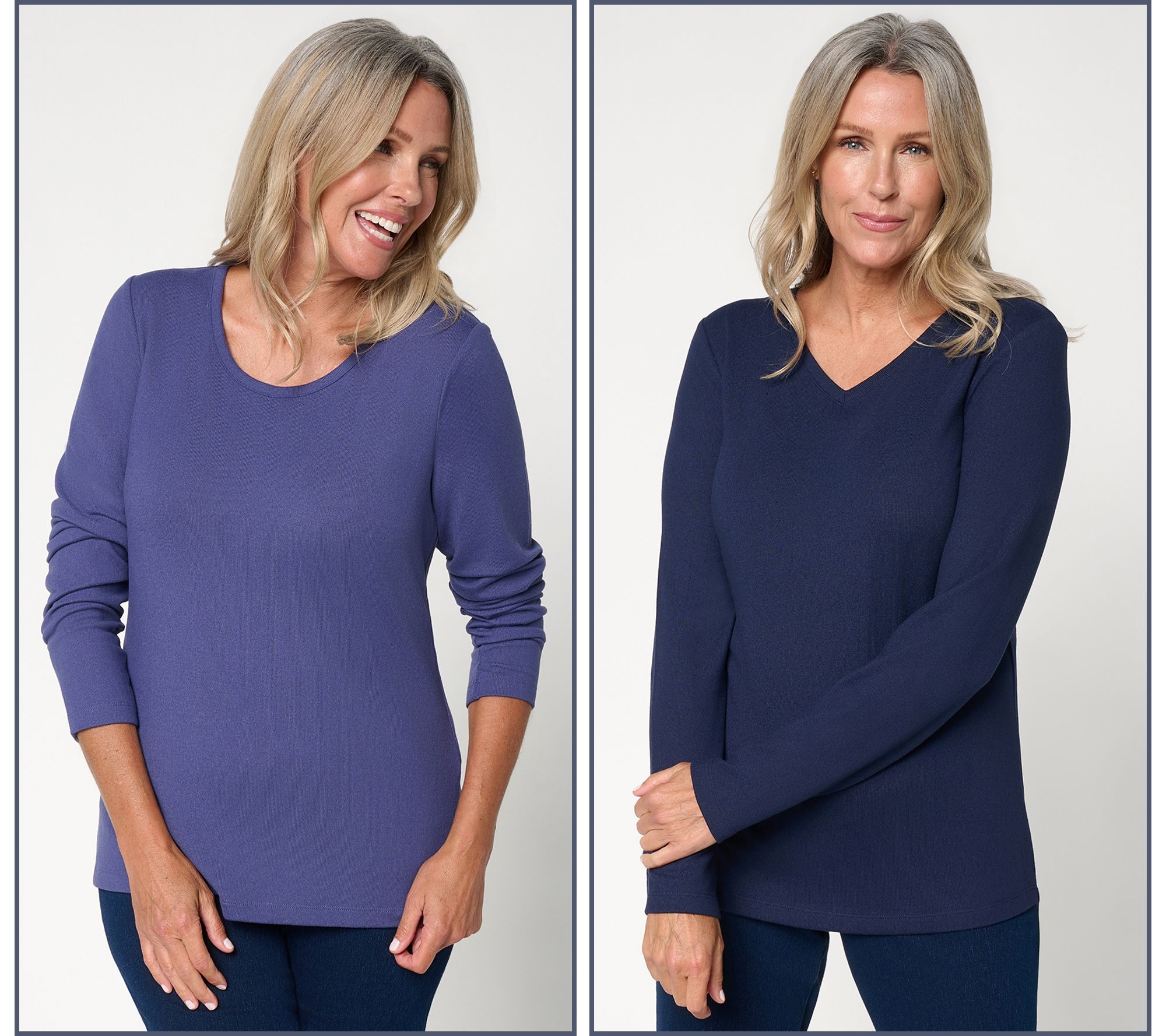 Denim & Co. Essentials Heavenly Jersey 2-Pack Long Sleeve Top
