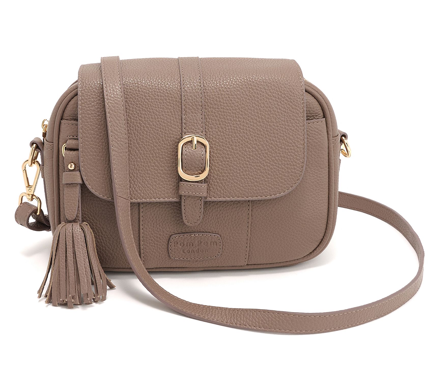 "As Is" Pom Pom London Leather Buckle Crossbody
