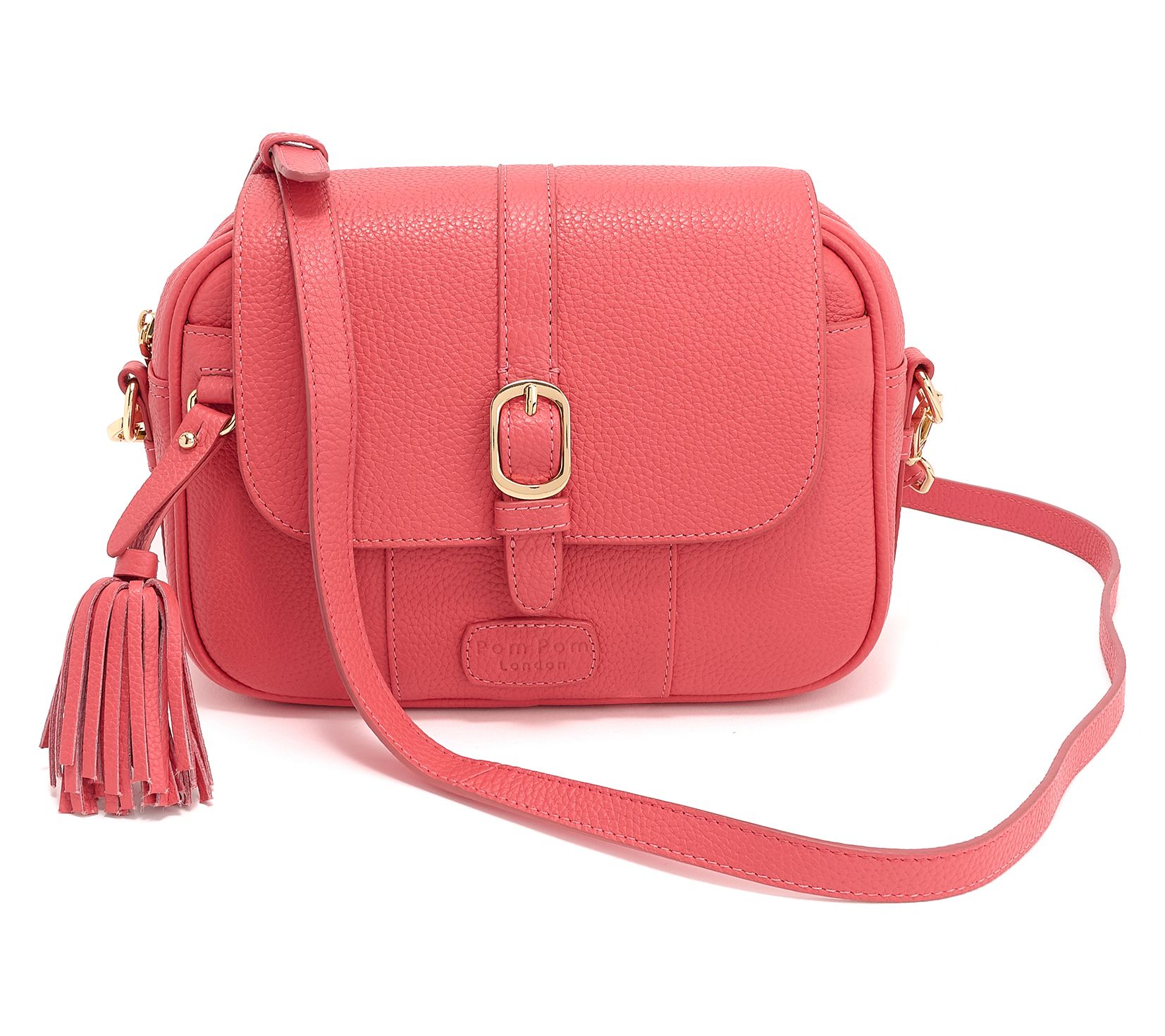 "As Is" Pom Pom London Leather Buckle Crossbody
