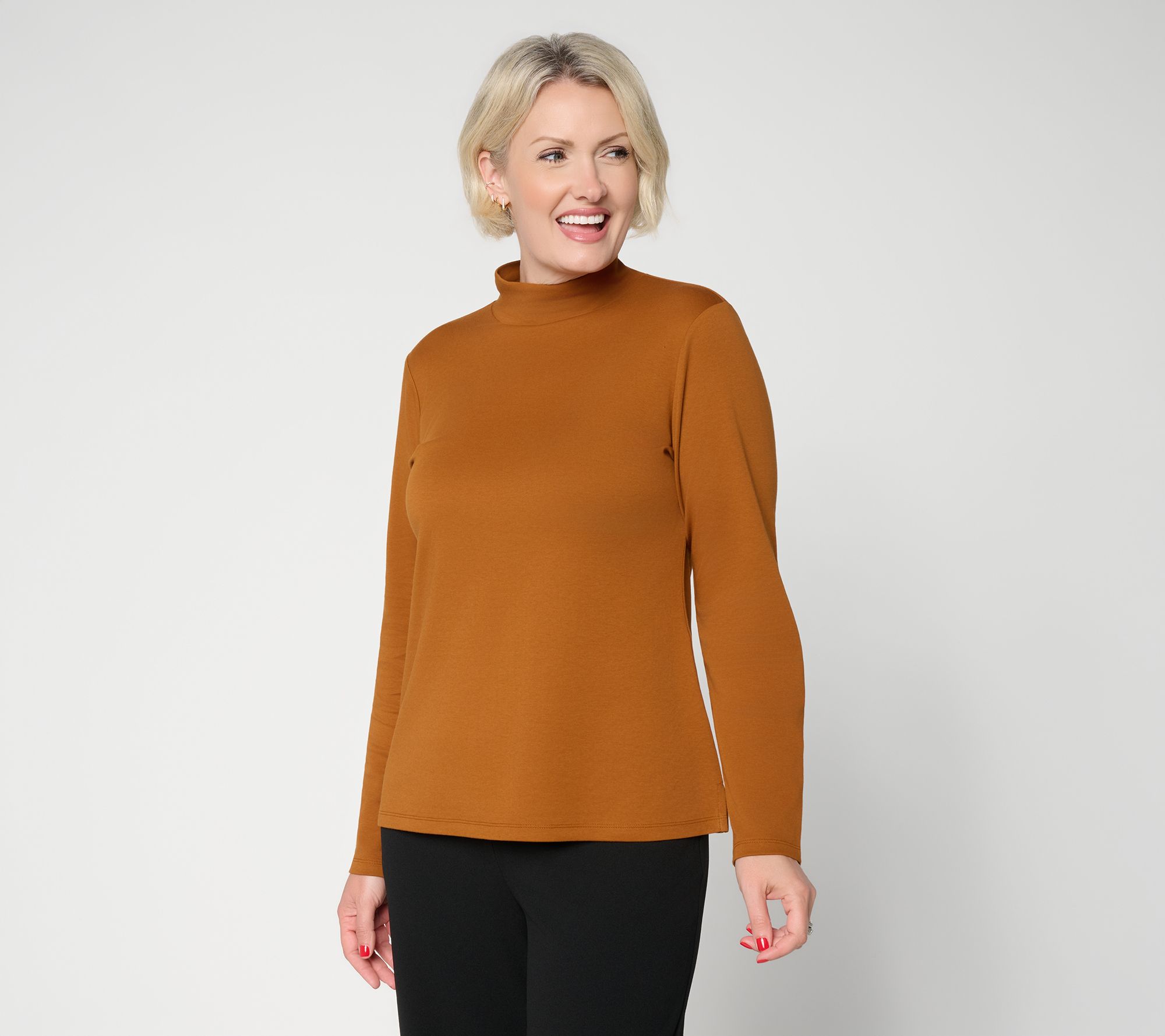 BEAUTIFUL by Lawrence Zarian Pima Cotton Mock Neck LongSleeve