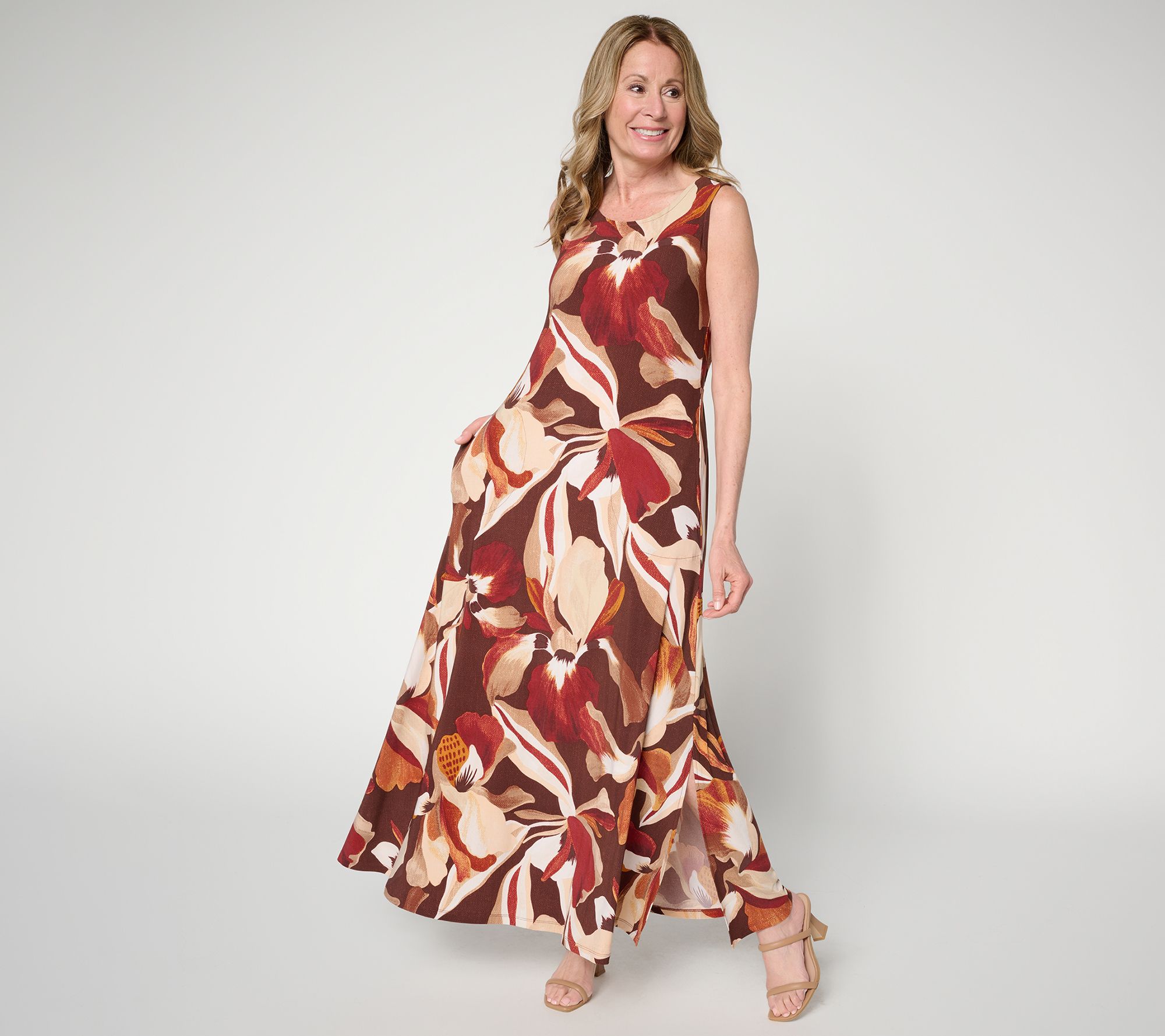 "As Is" Women with Control Petite Jersey Illusion Waist Maxi