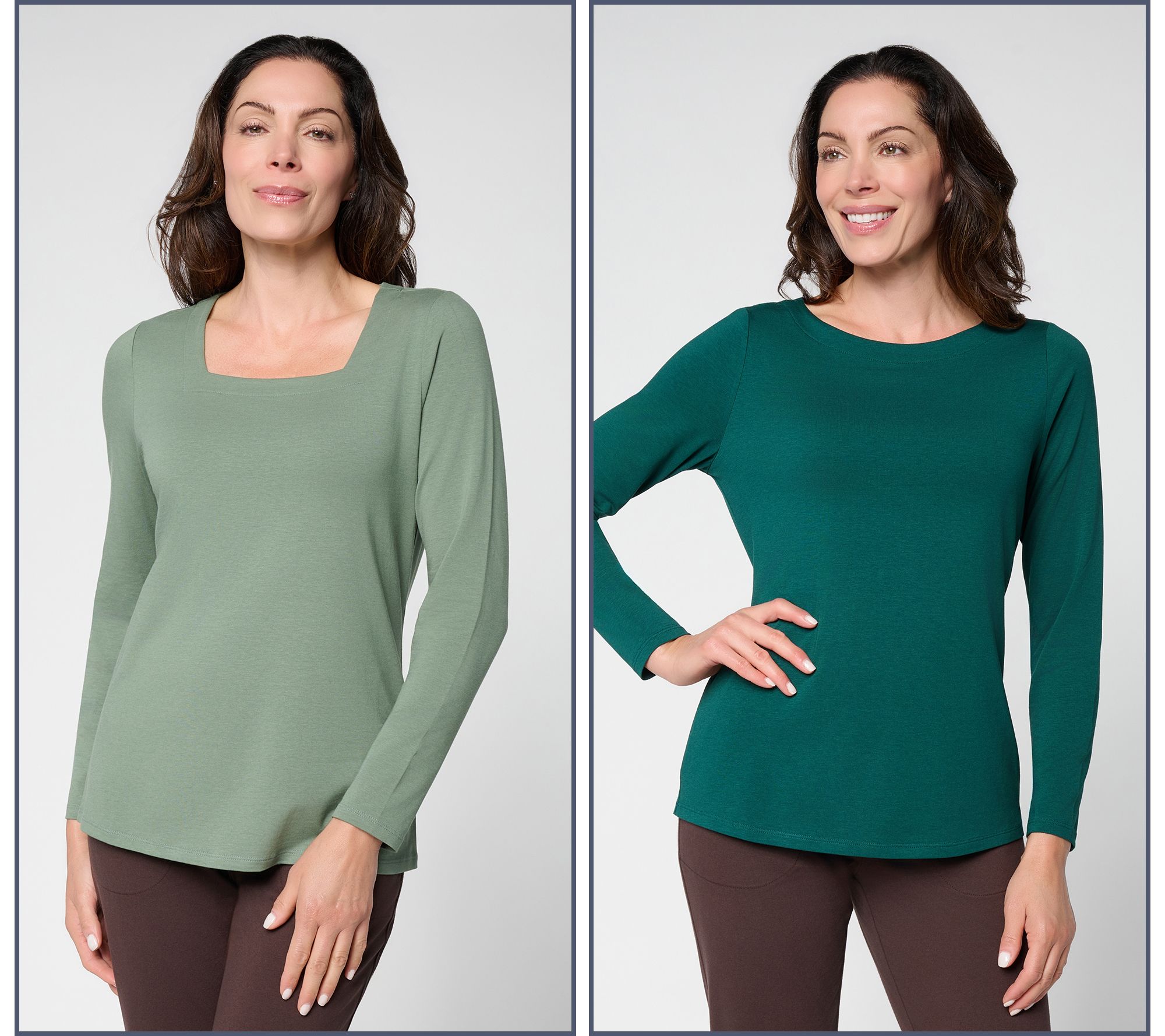  Denim & Co. Essentials Favorite Jersey 2-Pack Long Sleeve Tops