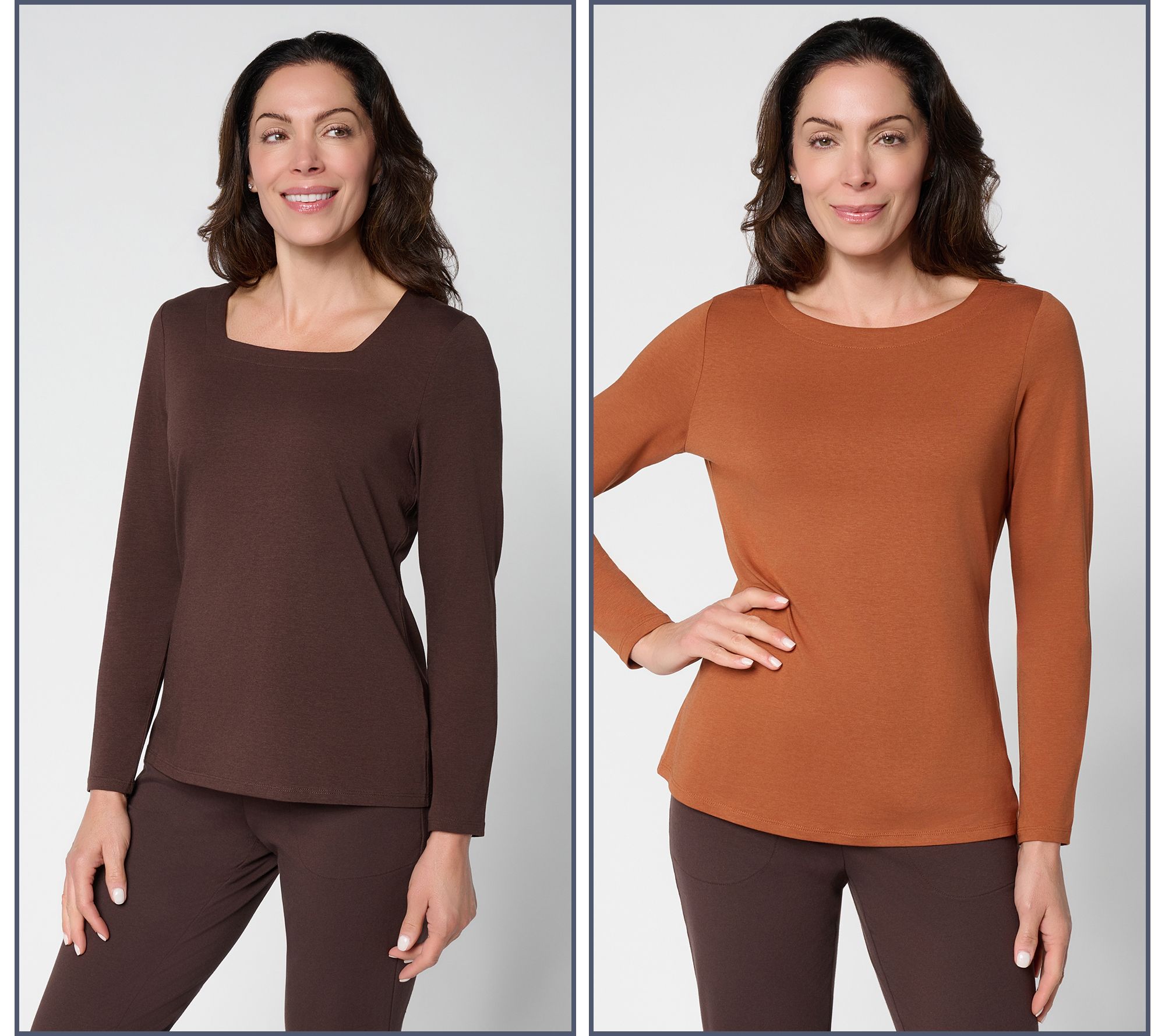 Denim & Co. Essentials Favorite Jersey 2-Pack Long Sleeve Tops