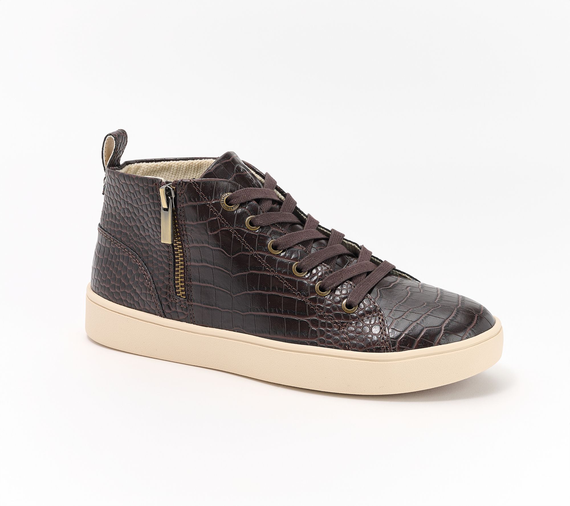 Revitalign Orthotic Croco Embossed Mid-Top Sneakers - Emma