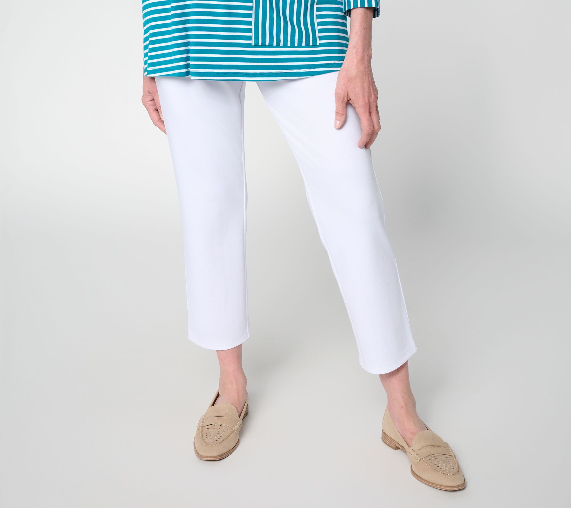 "As Is" Joan Rivers Regular Scallop Back Pull On Ponte Crop Pants