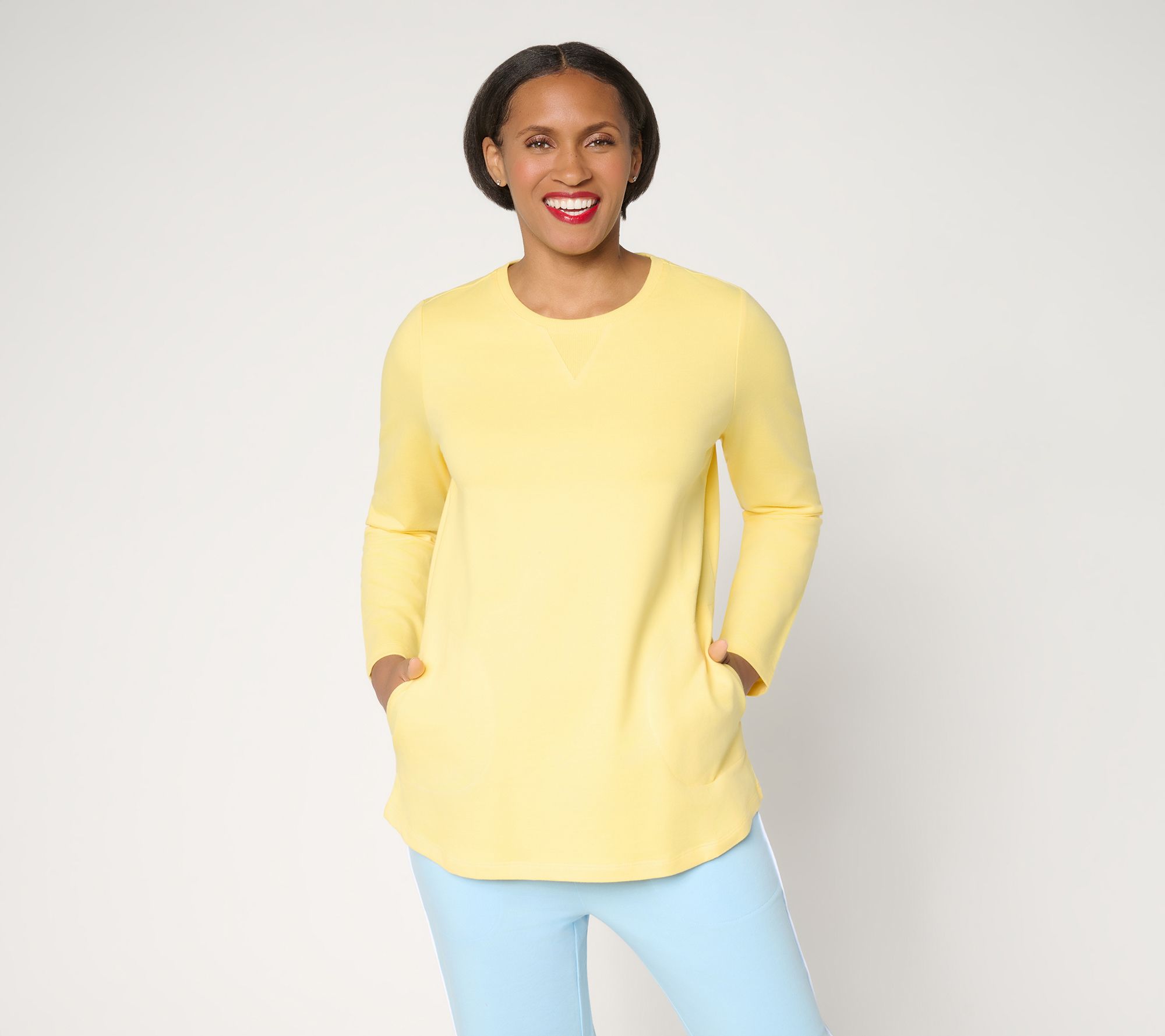 Denim & Co. Active Petite French Terry Tunic