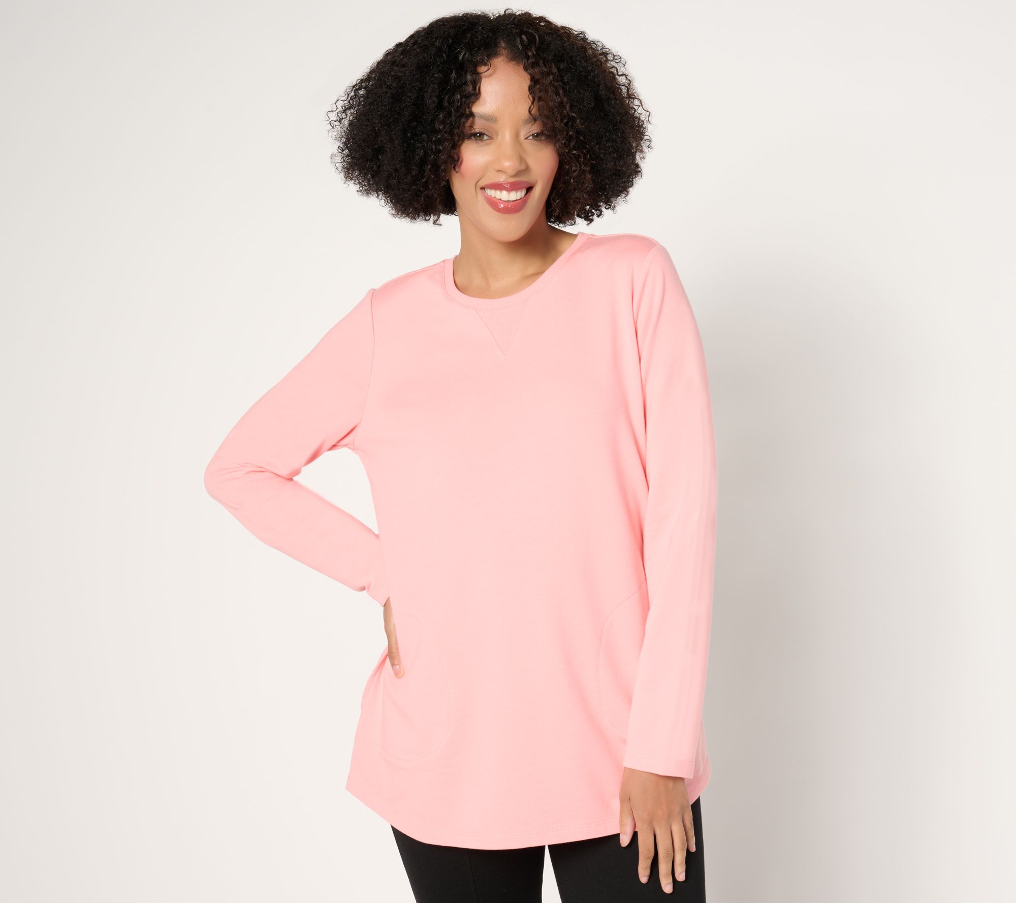 Denim & Co. Active Petite French Terry Tunic