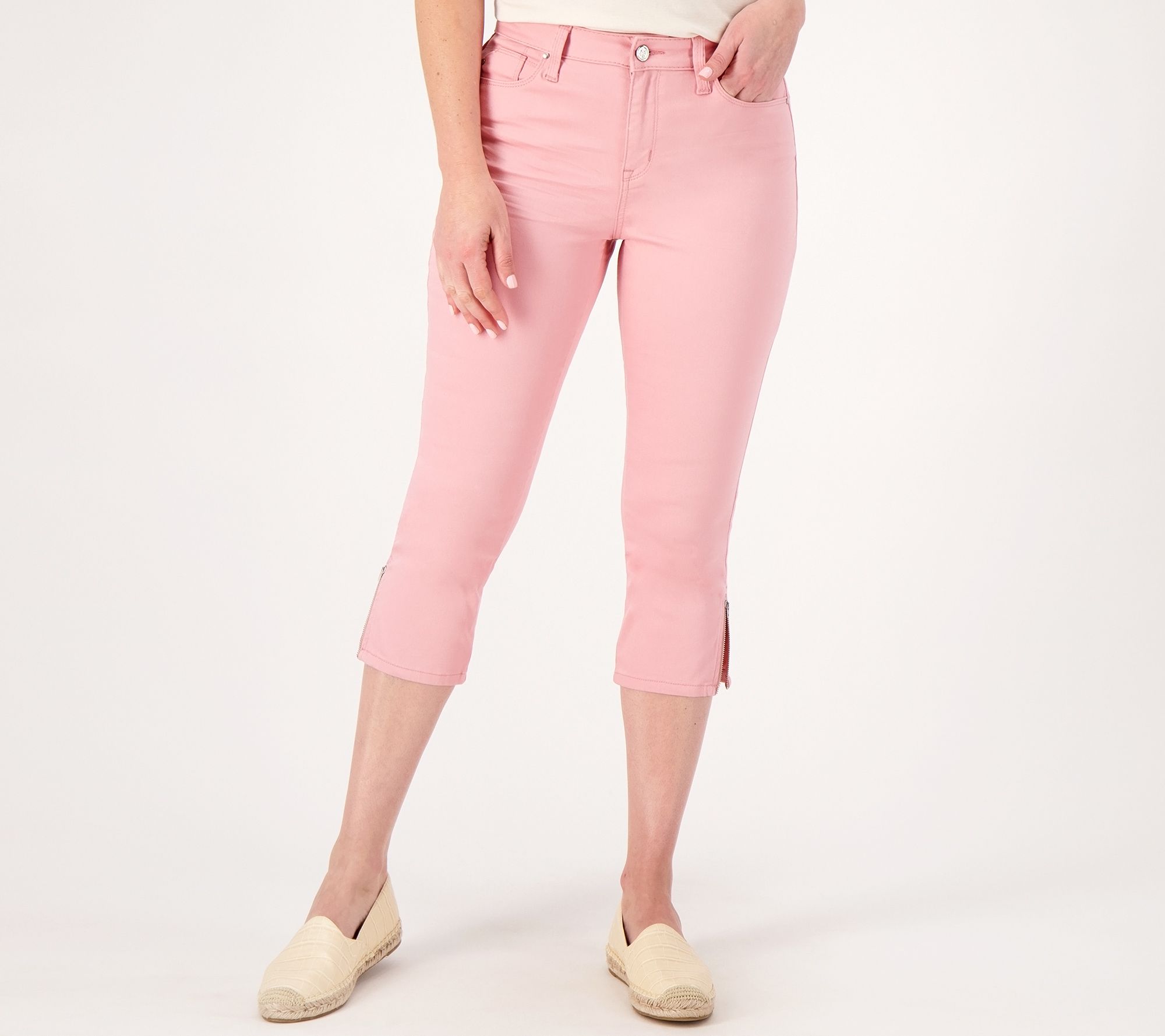 Laurie Felt Tall Wave Denim 5-Pocket Capri with Zipper Detail