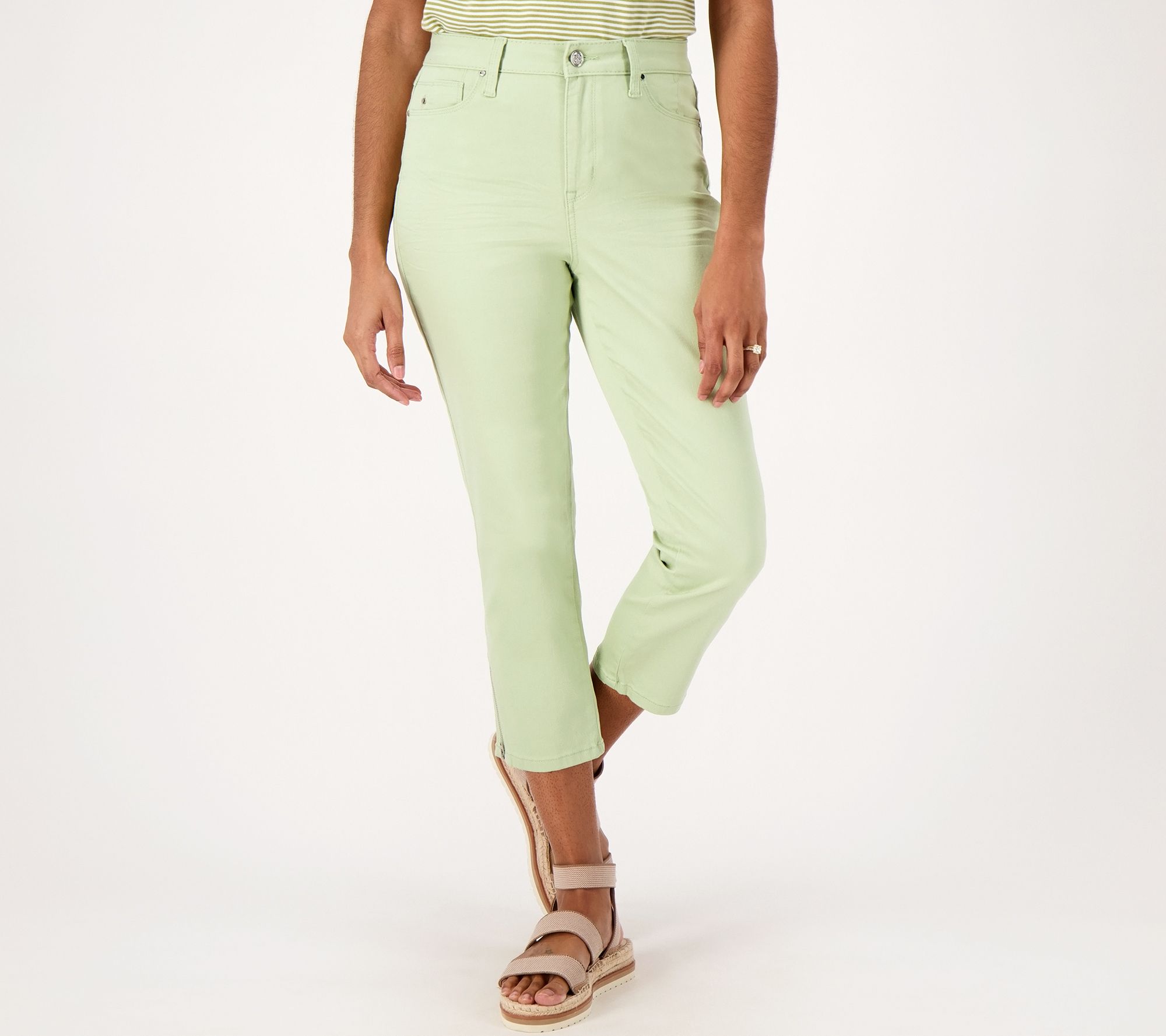 Laurie Felt Tall Wave Denim 5-Pocket Capri with Zipper Detail